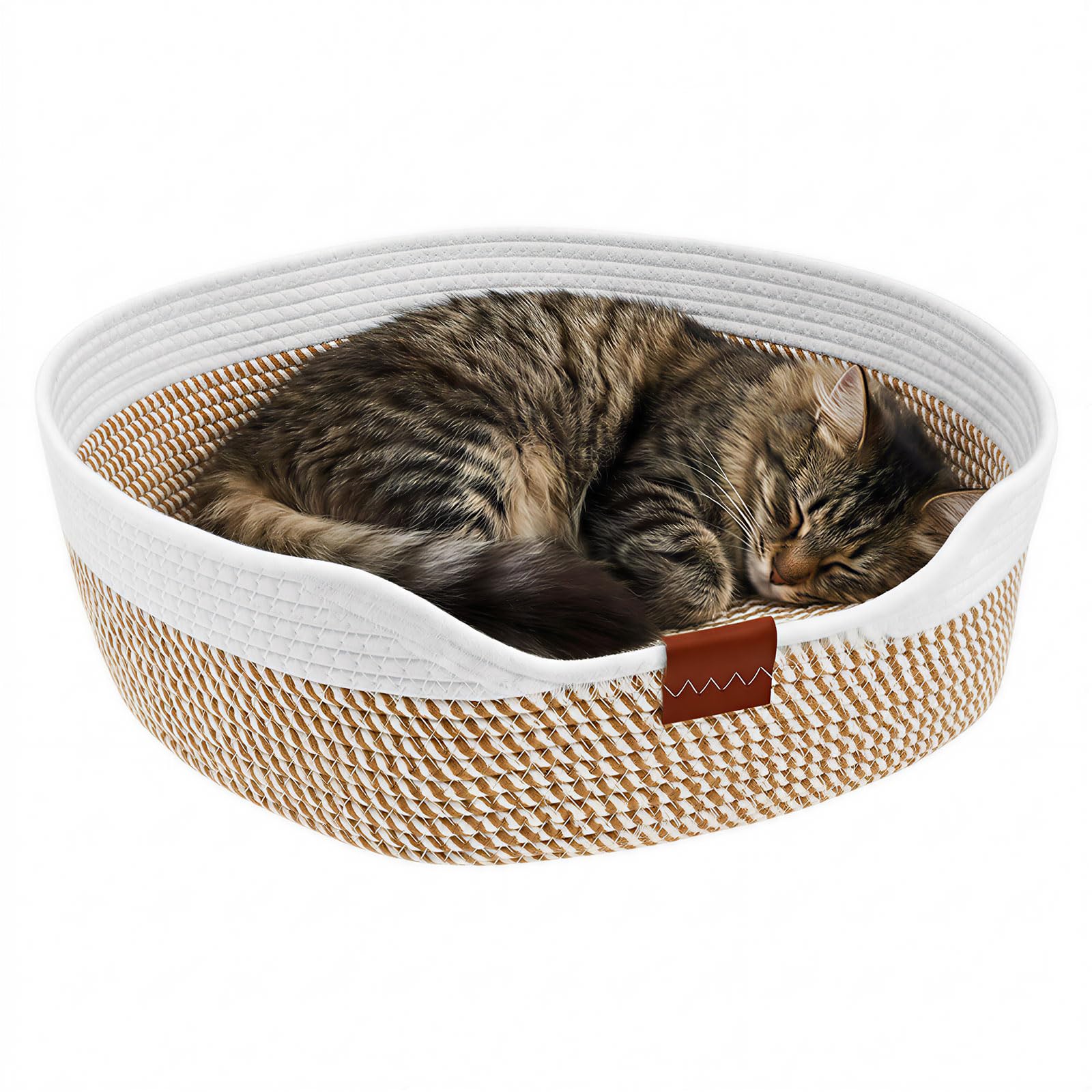 GWCYMYD Woven Cat Bed, 50x50x14.5cm Cotton Rope Scratching Basket(Style1)