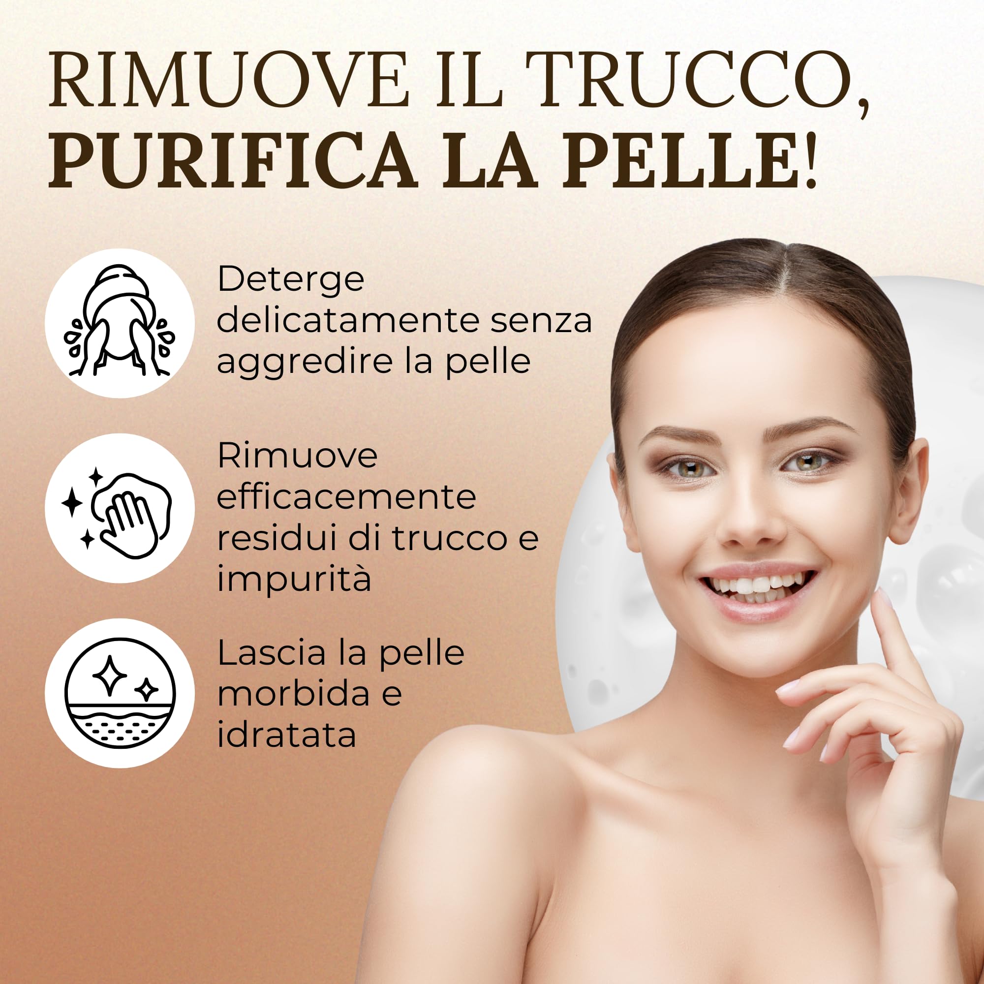 Lòmys Cosmetics - Mousse Detergente Viso - Schiuma Purificante e Idratante per una Pulizia Profonda, Formula Soffice per Tutti i Tipi di Pelle, Skincare, Struccante Viso e Occhi