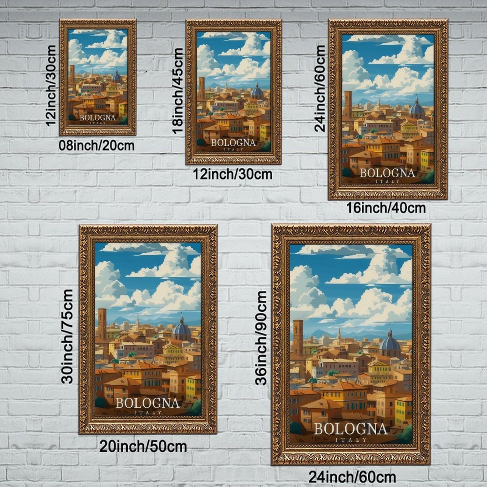 Poster su tela a tema viaggi Bologna, Italia (3), decorazione per camera da letto, ufficio, stanza, regalo, 40,6 cm L x 61 cm W