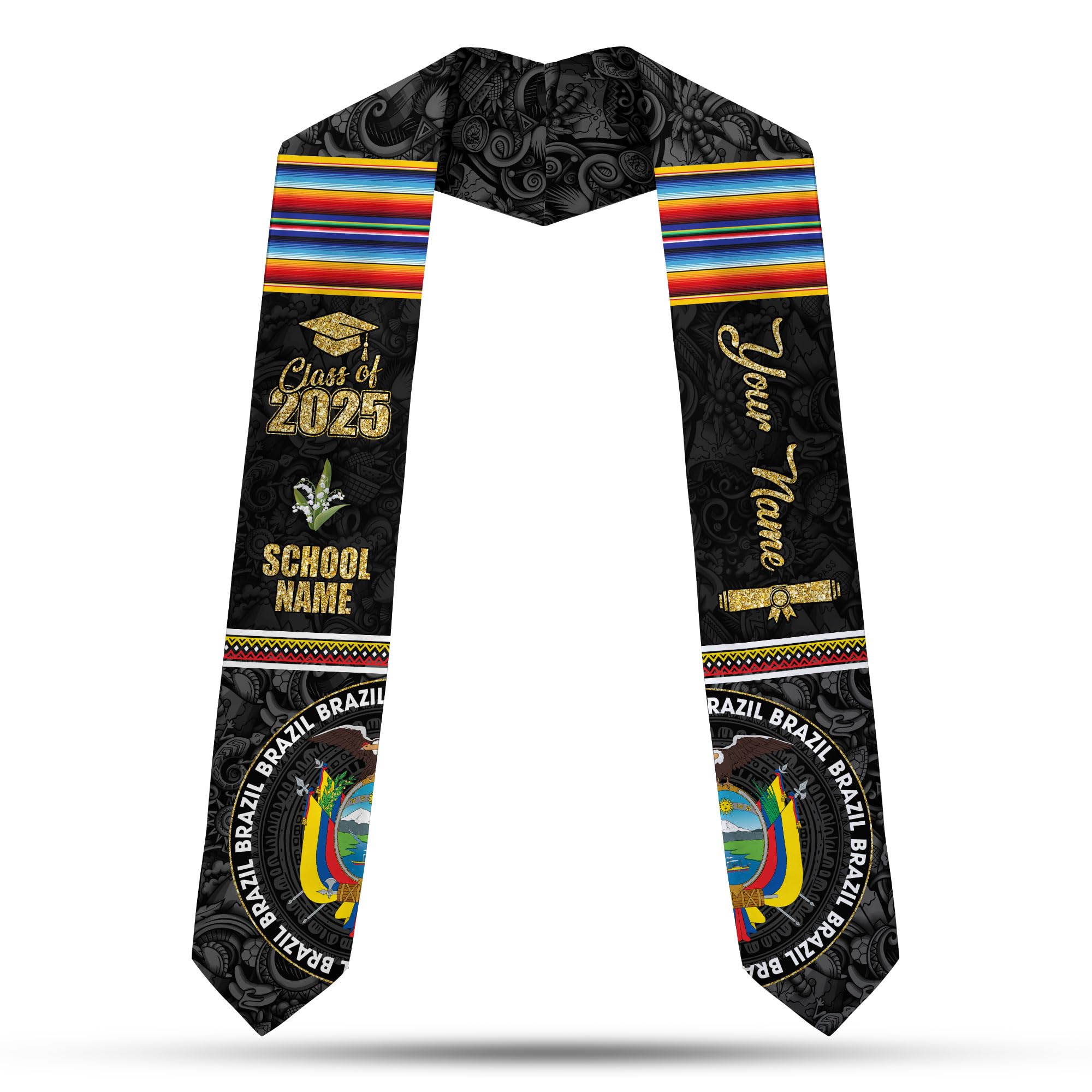 MonkeyVan Ecuadorians Graduation Sash Custom Ecuadorians American Flag Graduation Sash 2025 Ecuador Graduation Stole Ec7