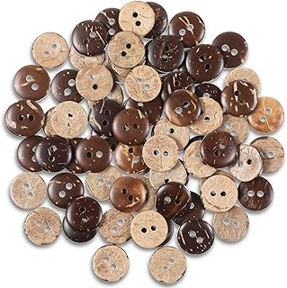 Xindojuz 100 PCS Natural Coconut Shell Buttons, Sewing Buttons Wooden Buttons for Crafts, 2 Hole Brown Coconut Buttons for Clothing Replacement Shirt Sewing Button Crochet Crafts Decoration (12.5mm)