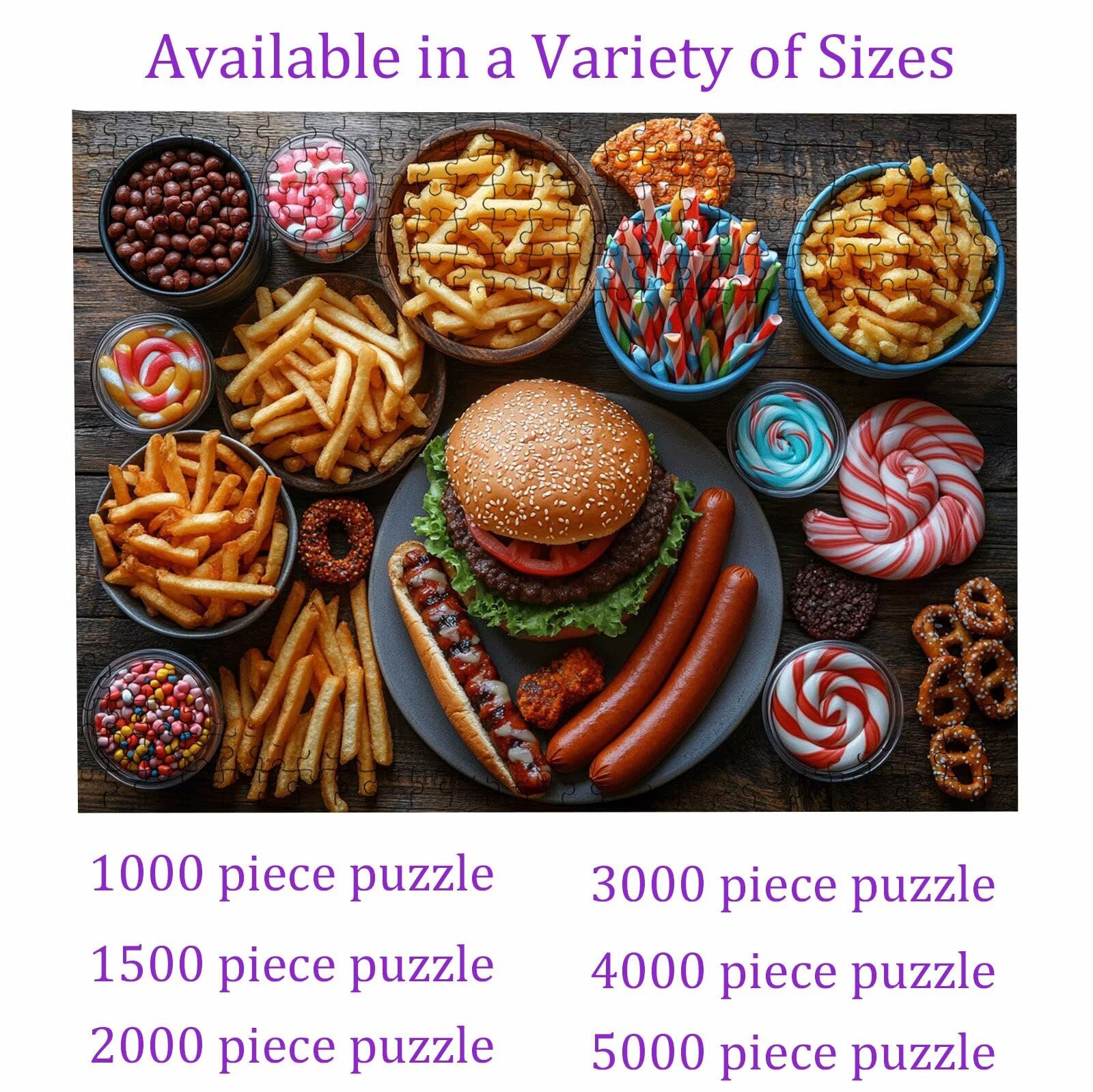 Puzzle 1500 elementów deserów jedzenie - duże drewniane puzzle - 1500 elementów dla dorosłych - gra inteligencyjna - z wykwintnym pudełkiem do pakowania - precyzyjne cięcie - jakość kolorowe puzzle