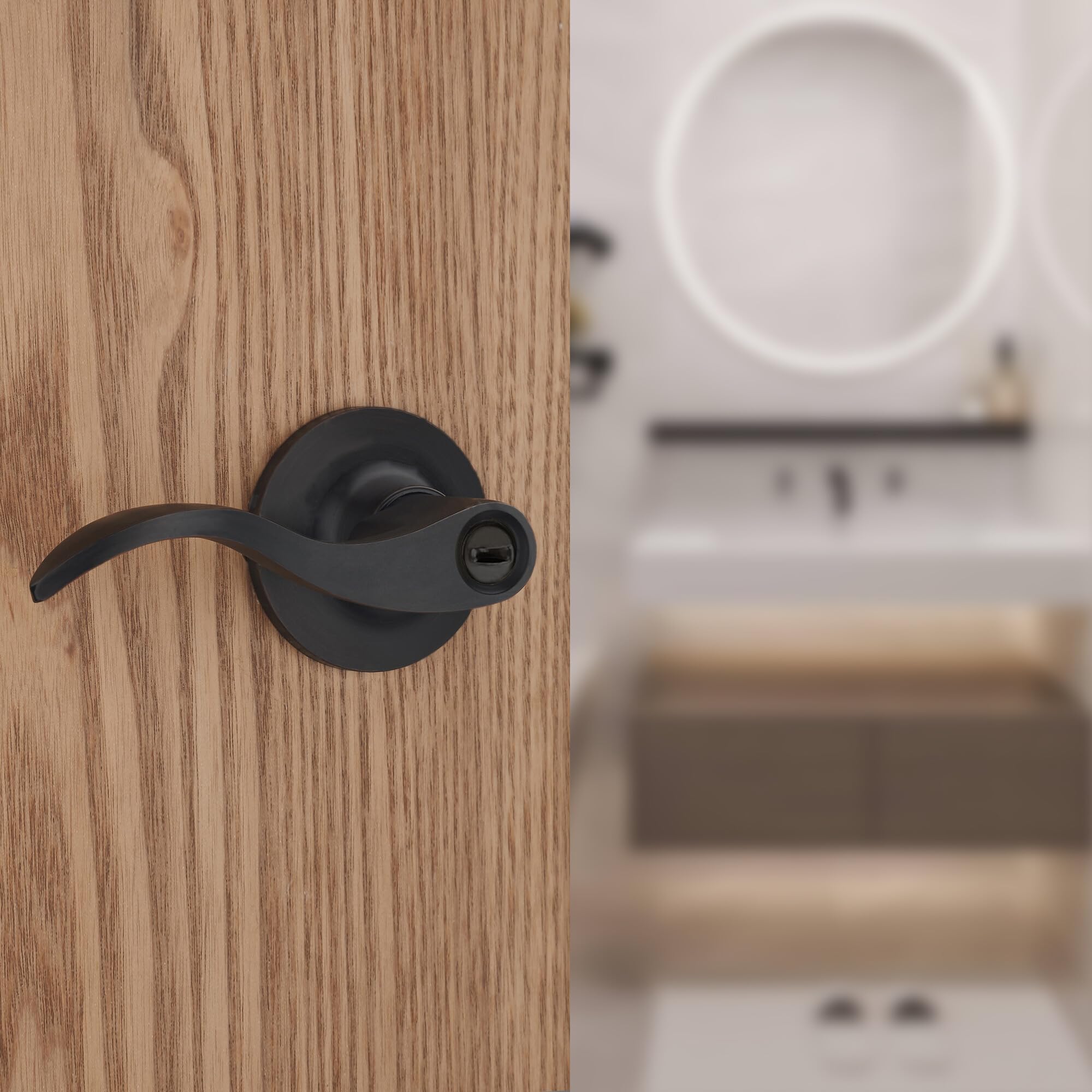 HENYIN Black Wave Door Lock - No Key Bathroom Hardware -3 HENYIN Black Wave Door Lock - No Key Bathroom Hardware -3