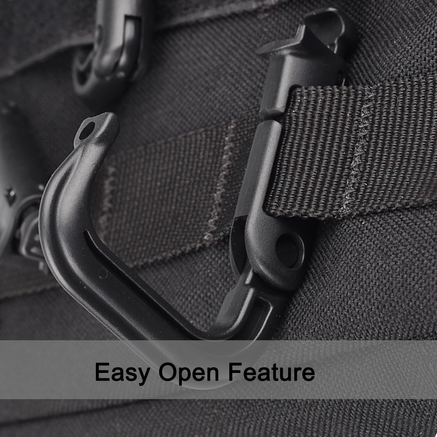 XTACER Tactical Multipurpose Small D-Ring Locking Hanging Hook Tactical Link Snap Keychain Button Release for Molle Webbing (Set of 10) - Image 3