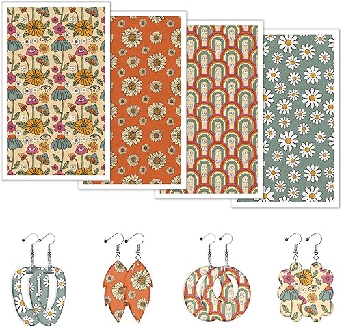 Whaline 20 piezas de papel de transferencia de arcilla floral bohemio Groovy Daisy Flowers Rainbow Transfer Paper Retro Clay papel de transferencia