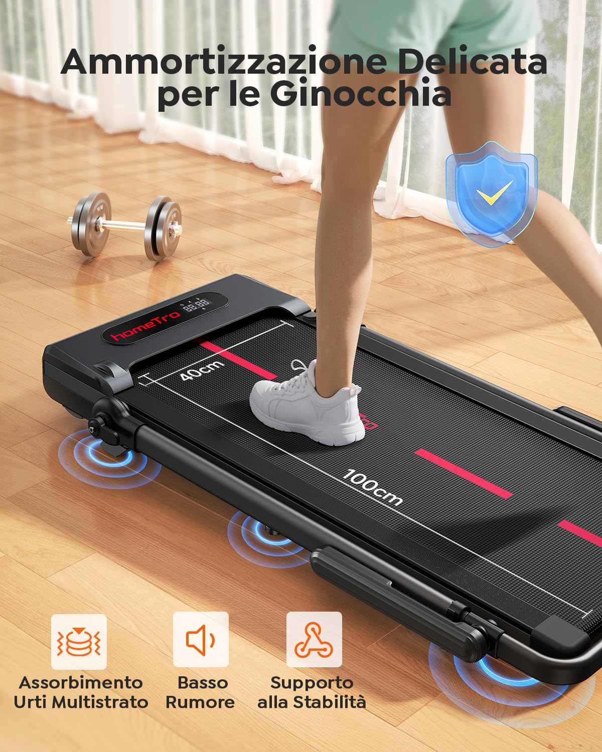 Tapis Roulant Elettrico Pieghevole 3.0HP, Walking Pad Salvaspazio con Inclinazione, Velocità 12 km/h, Doppio Corrimano, Tavolino Rimovibile, Altezza Regolabile +15 cm, Treadmill Casa/Ufficio
