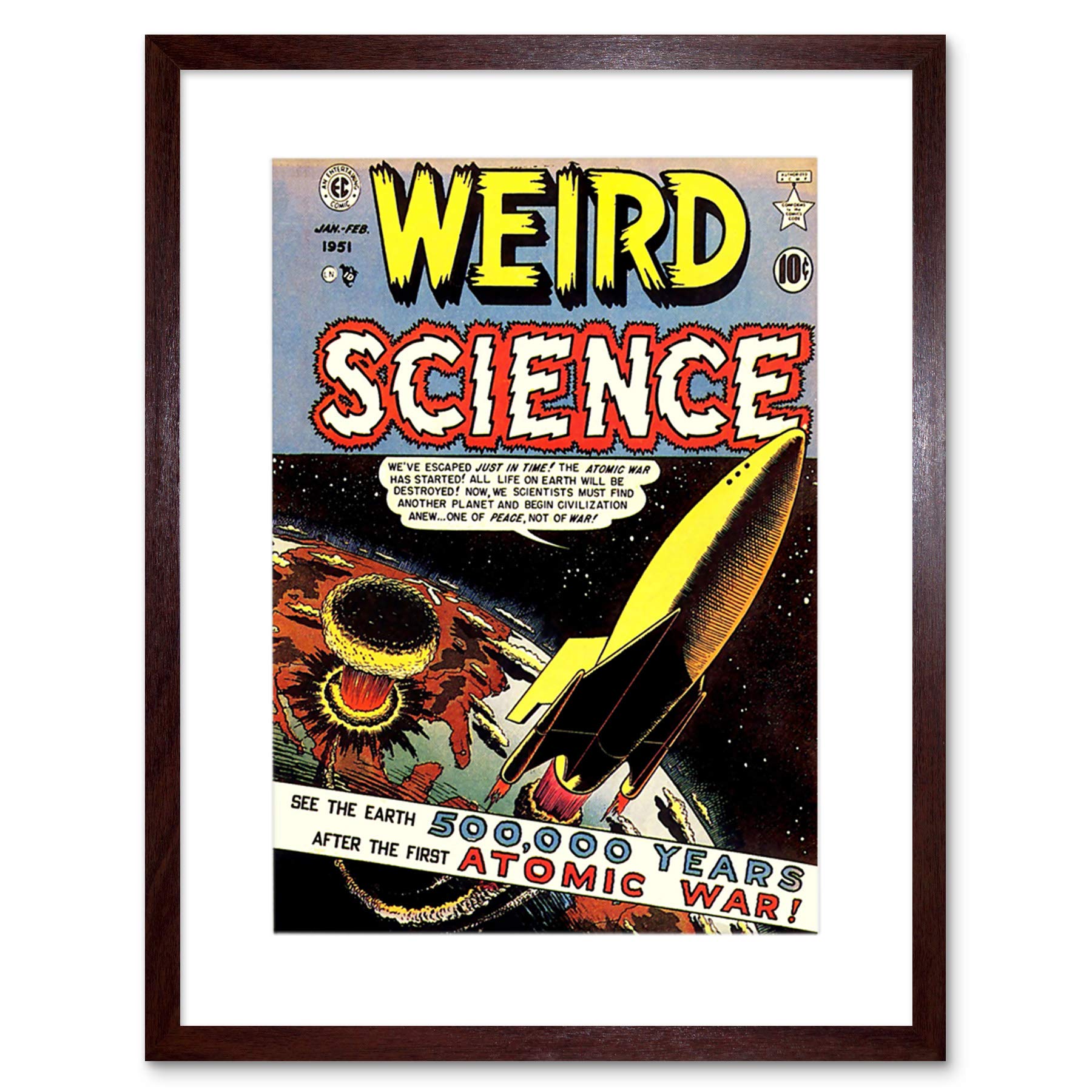 Wee Blue Coo Magazine Cover 1951 Weird Science Sci Fi Atomic War Space Framed Wall Art Print