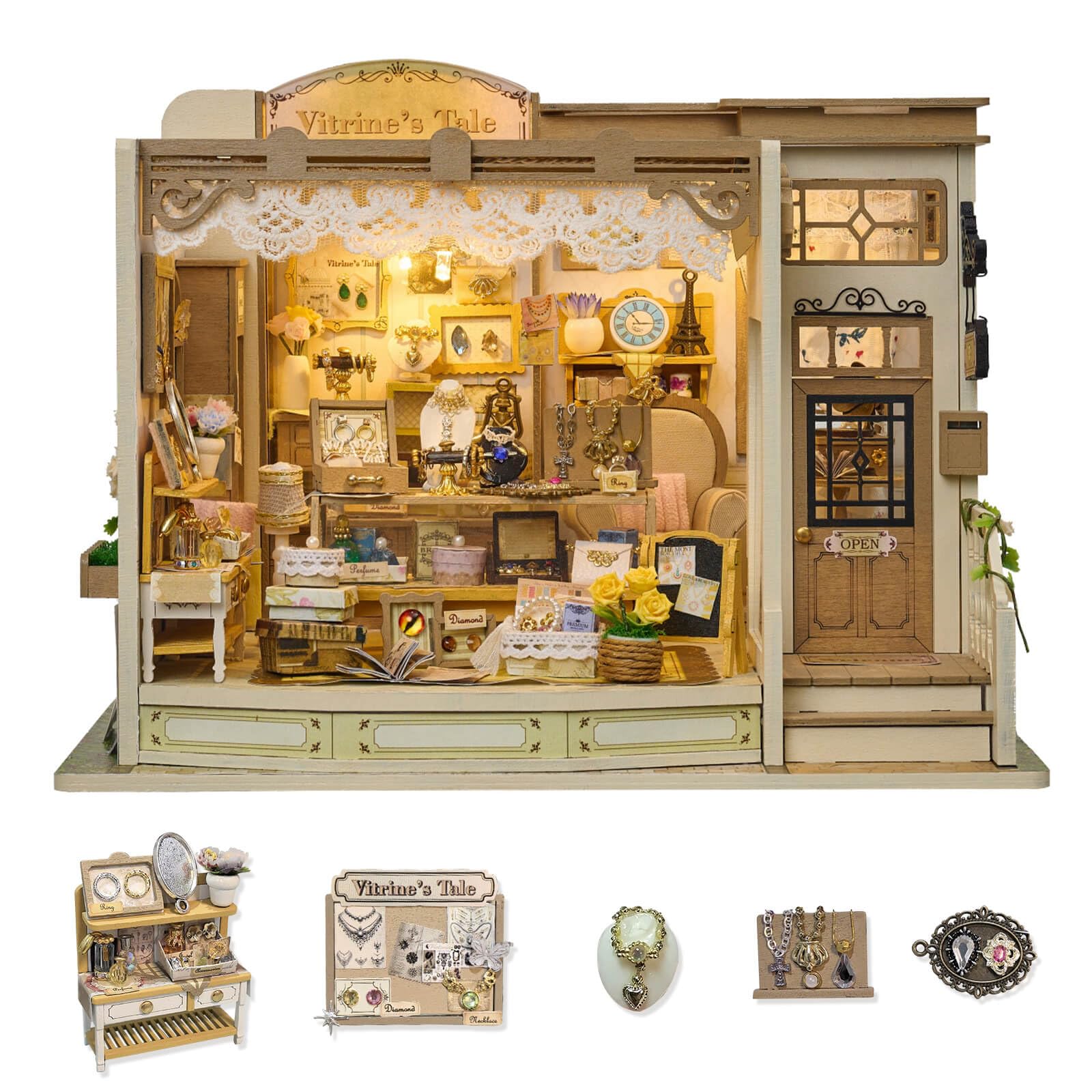 Amazon.com: fifijoy Miniature Dollhouse Kit - DIY Jewelry Shop