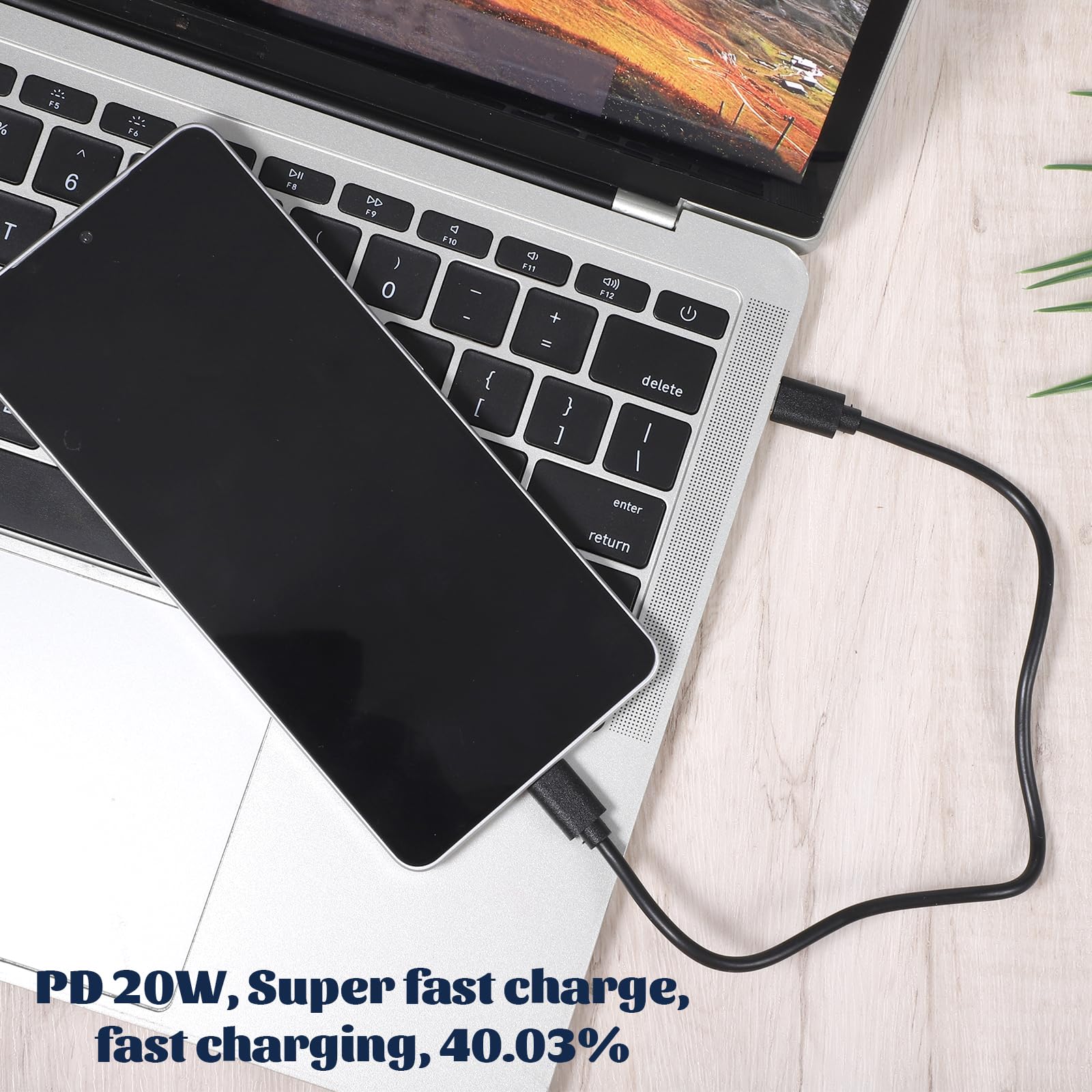 Paquete de 10 cables de carga USB C, cable USB-C a USB C de 1 pie de carga rápida de 60 W, color negro