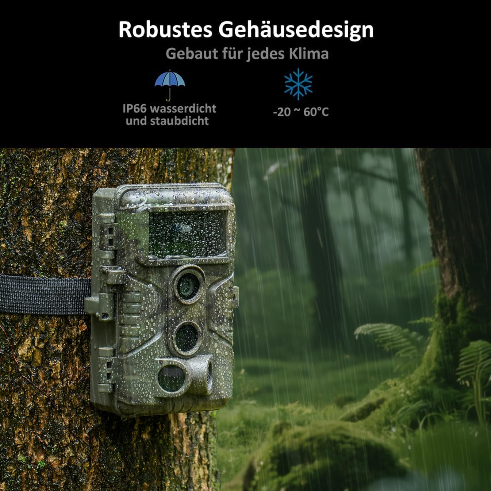 GardePro A3S Wildkamera mit 64GB SD-Karte, 64MP 1296P H.264 Video Wildtierkamera mit Klarer 30m No Glow Infrarot, 0.1s Schnelle Trigger Nachtsicht Bewegungsmelder, 120° Erfassungswinkel, IP66