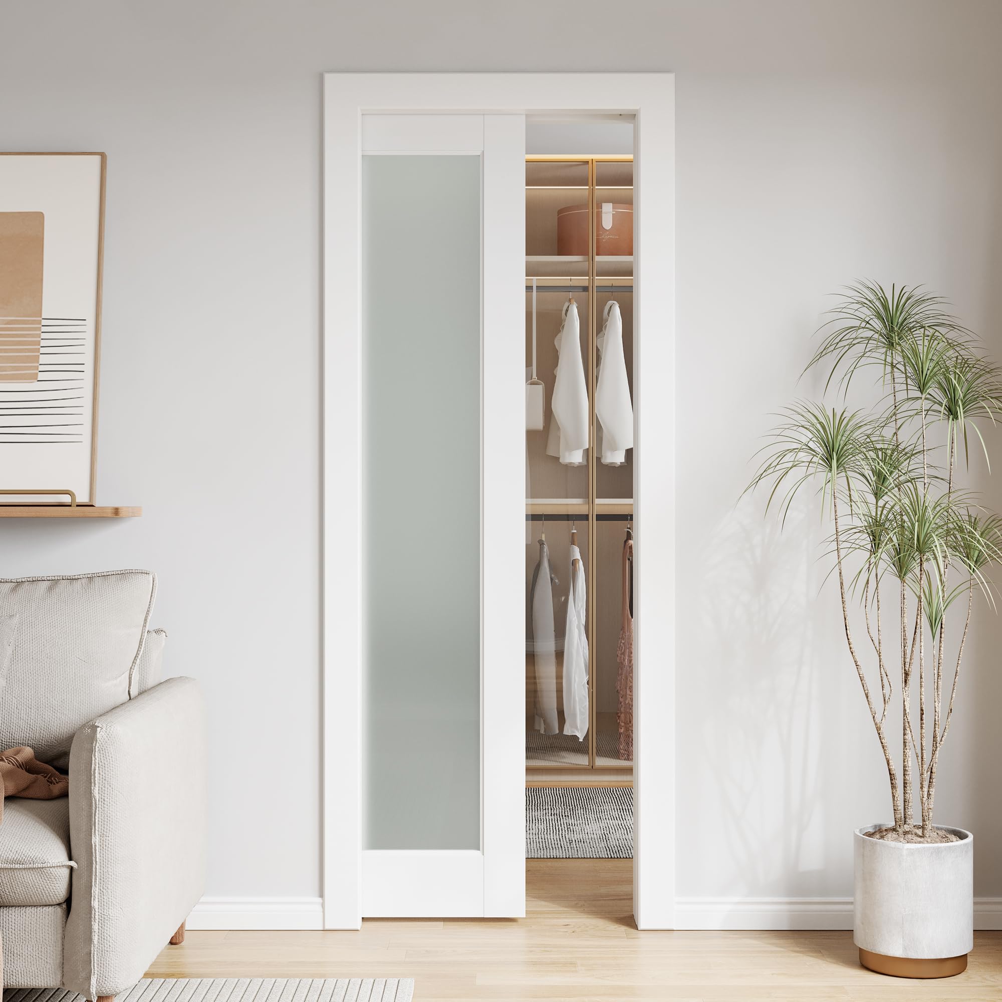 Photo 1 of SMARTSTANDARD Pocket Door 28" x 80" with Soft Close Frame Kit, Solid Core