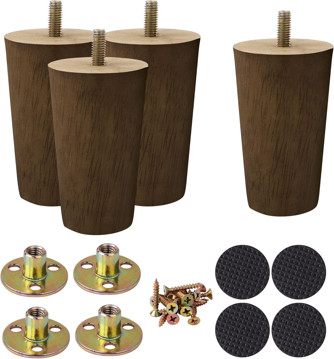 uxcell Wood Furniture Legs, 4.7 Inch Sofa Legs Round Solid