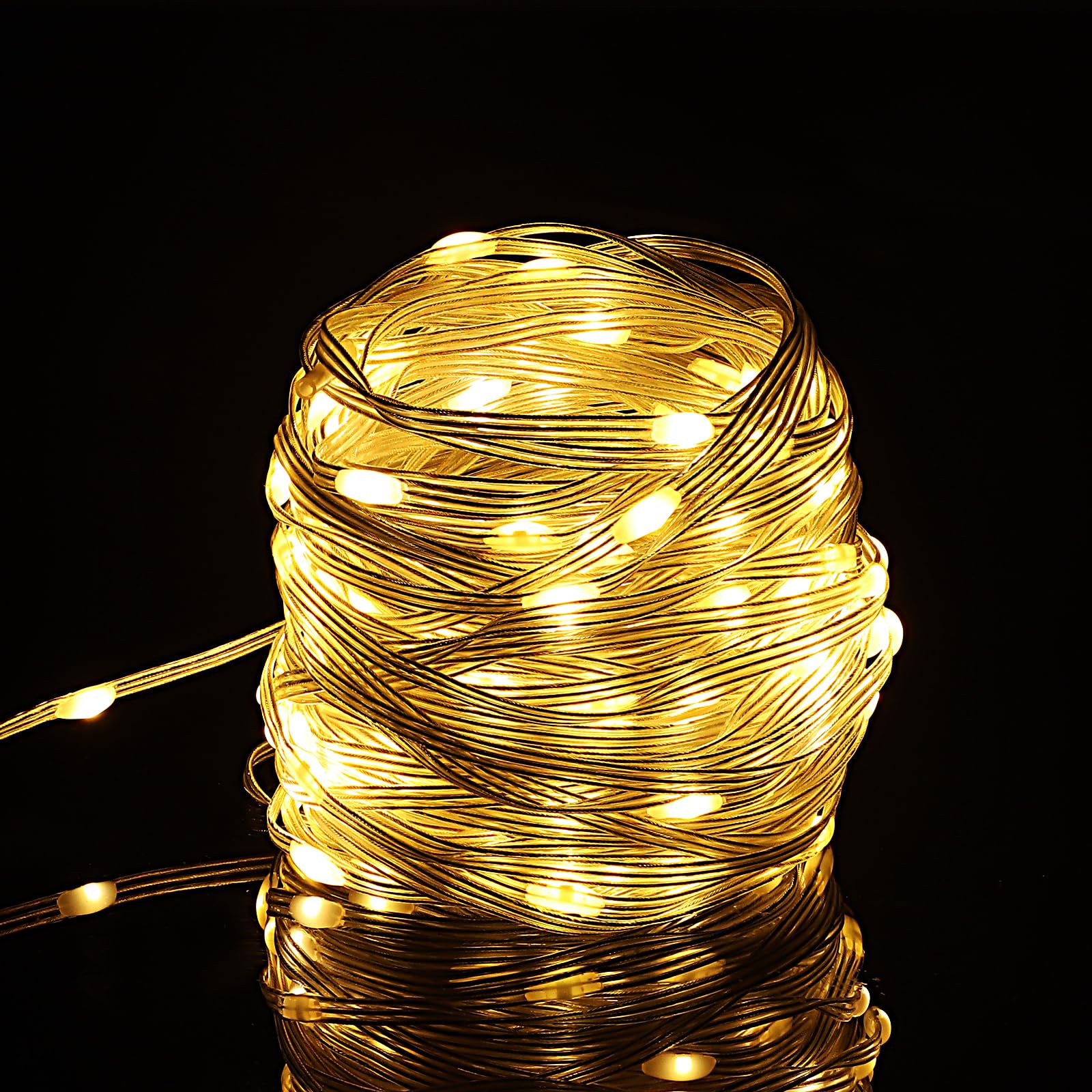 Guirlande Lumineuse Exterieure AC 220V 50M 400leds avec Prise, 50 Meters Blanc Chaud Chaine de Lumieres LED IP65 Etanch avec 8 Modes for Interieur Exterieur Decor (Blanc Chaud, 50M)