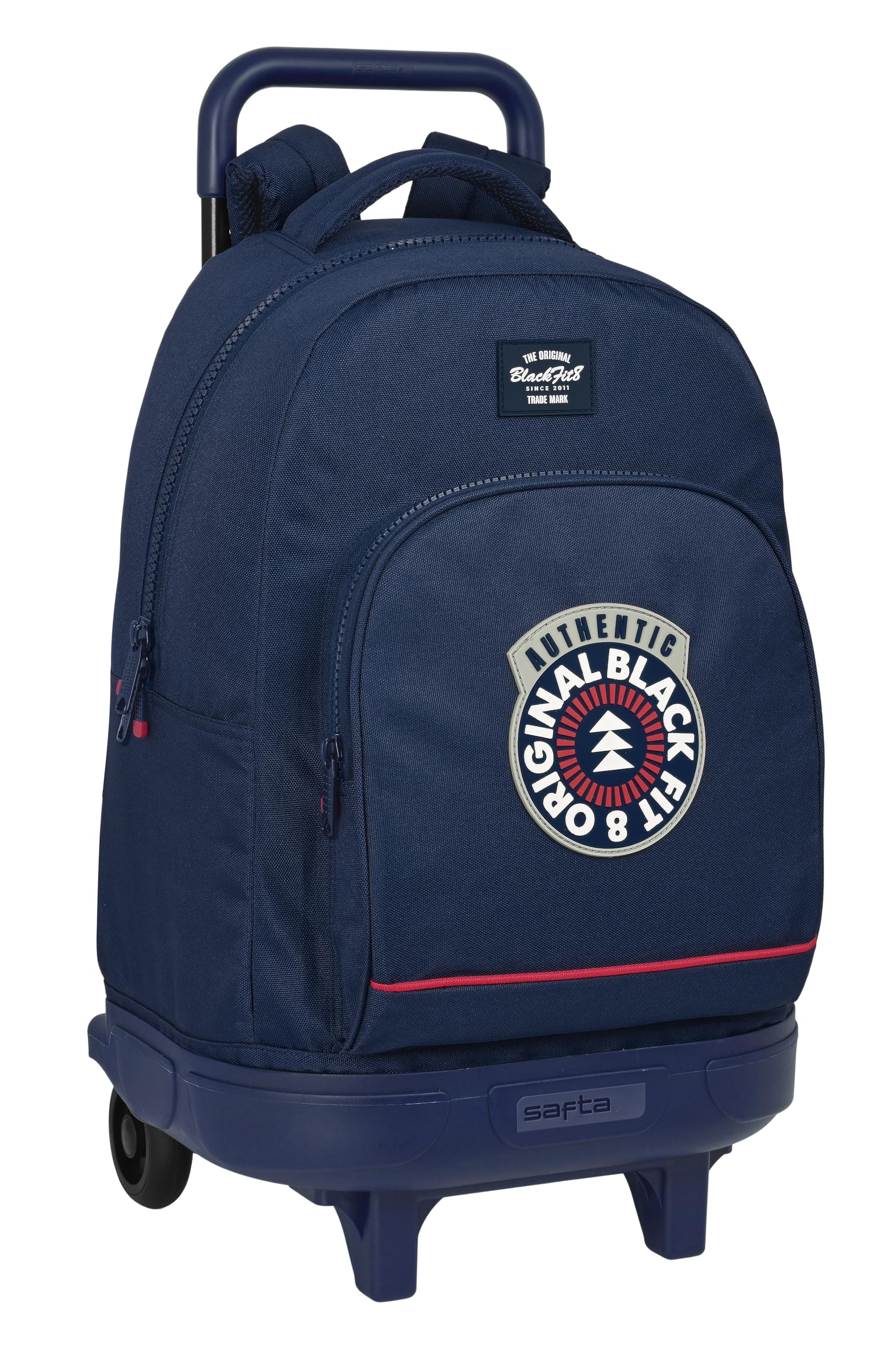Blackfit8 Authentic - Mochila Grande con Ruedas, Compacta, Extraíble, Ideal para Niños de Diferentes Edades, Cómoda y Versátil, Calidad y Resistencia, 33x22x45 cm, Color Azul Marino