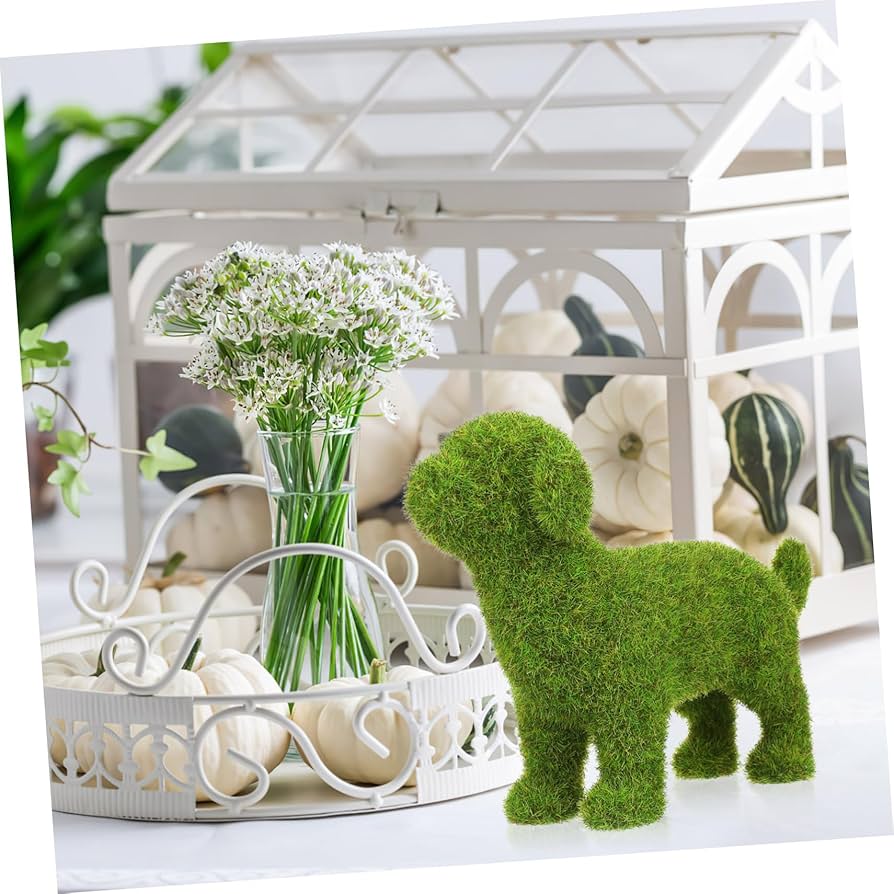 Amazon.co.jp: OUNONA 人工モス岩犬形状グリーンモス石緑コケ玉