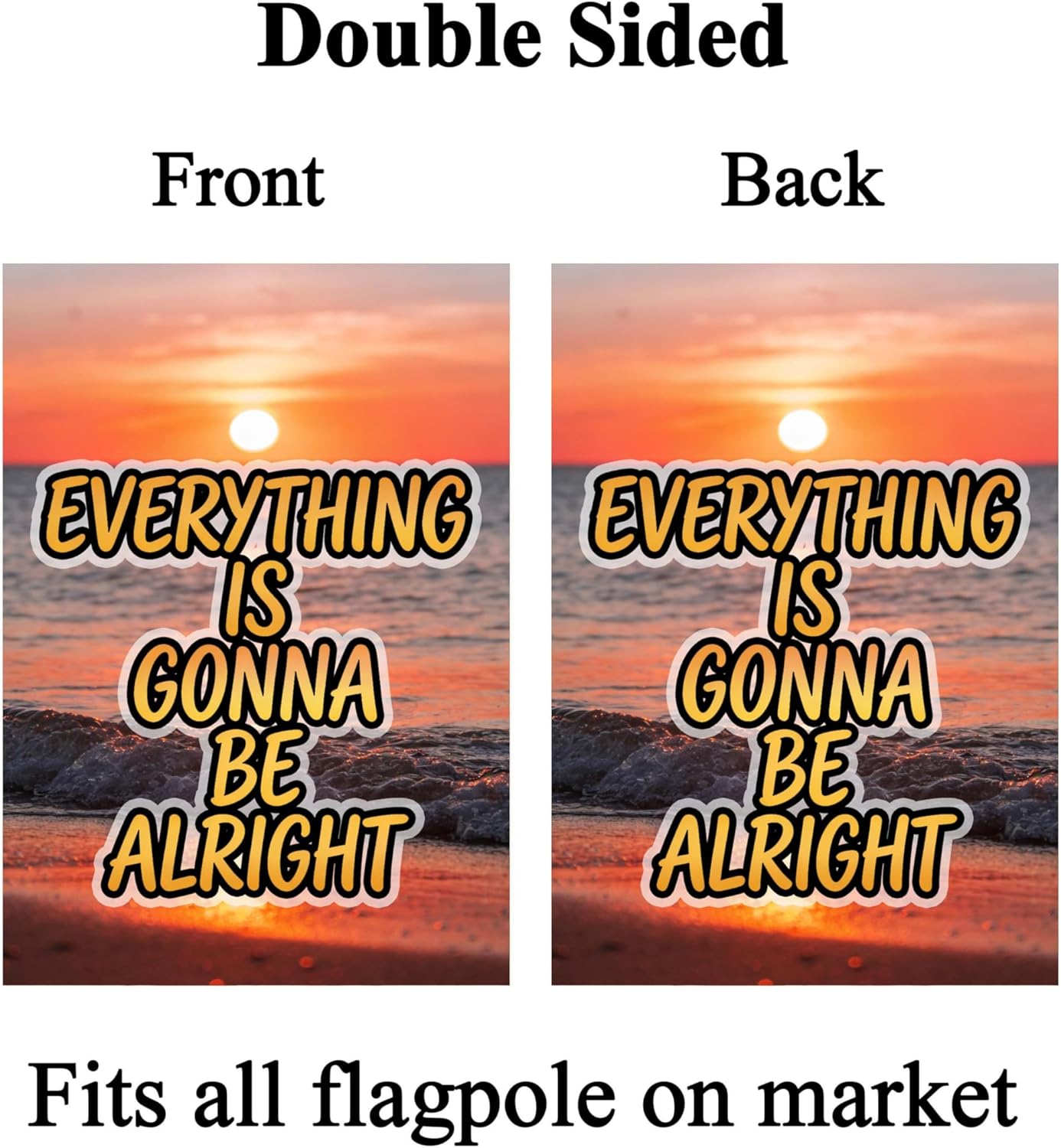 Everything is Going to Be Alright Summer Beach Sunrise Tropical House Flag 28" x 40" Double Sided Polyester Welcome Large Yard Garden Flag Banners for Patio Lawn Home Outdoor Decor