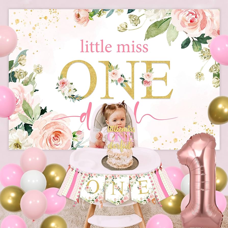 Little Miss Onederful Birthday Party Backdrop For Girl – Lofaris