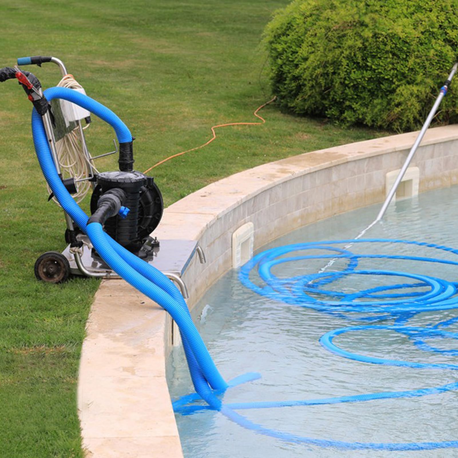 Manguera de descarga plana resistente de 2 pulgadas x 50 pies y 2 abrazaderas para piscina, manguera de filtro de transferencia de agua, bomba de sumidero, filtro de piscina, drenaje de piscina