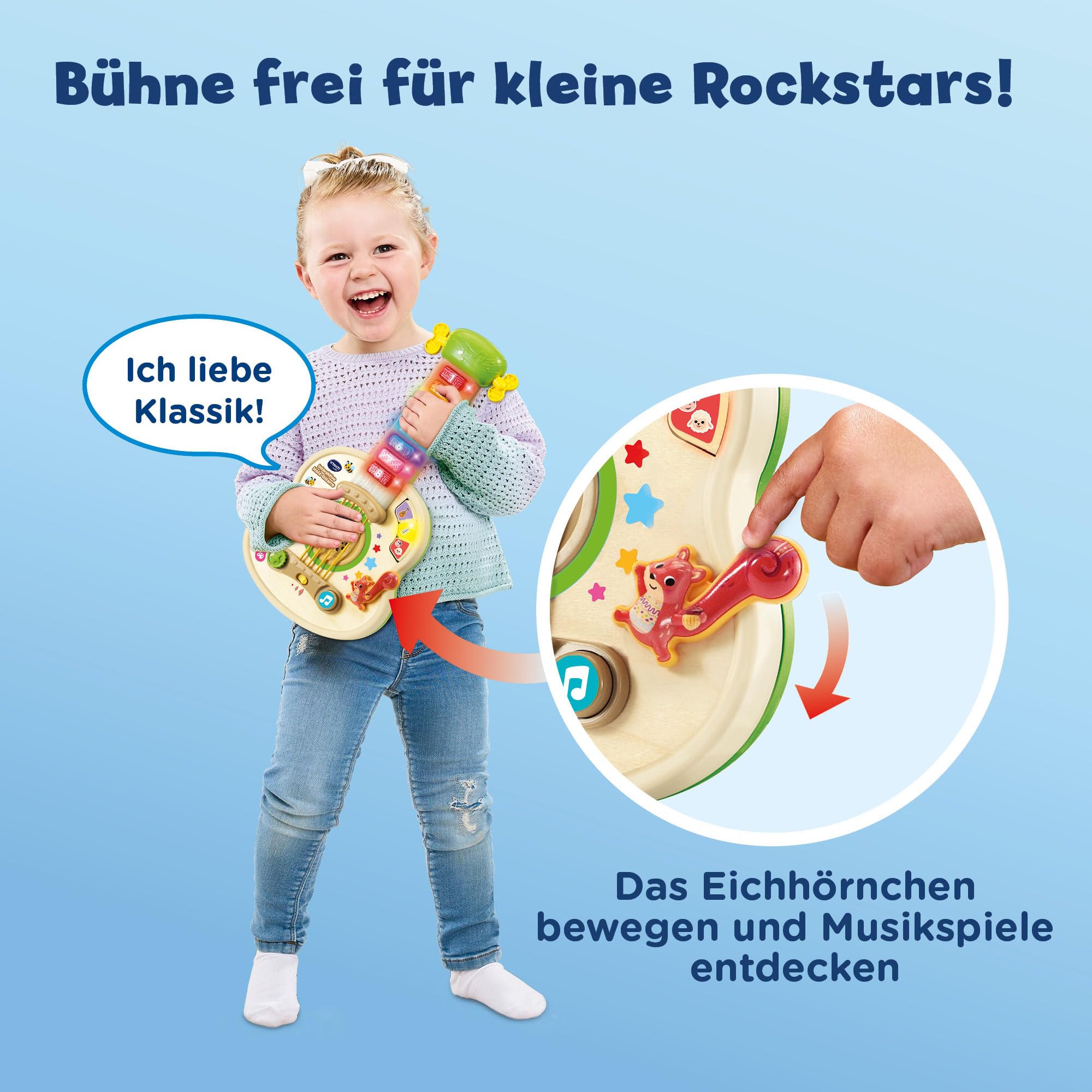 VTech Baby Interaktive Holz-Gitarre – Lernspielzeug für Kleinkinder ab 1,5 Jahren