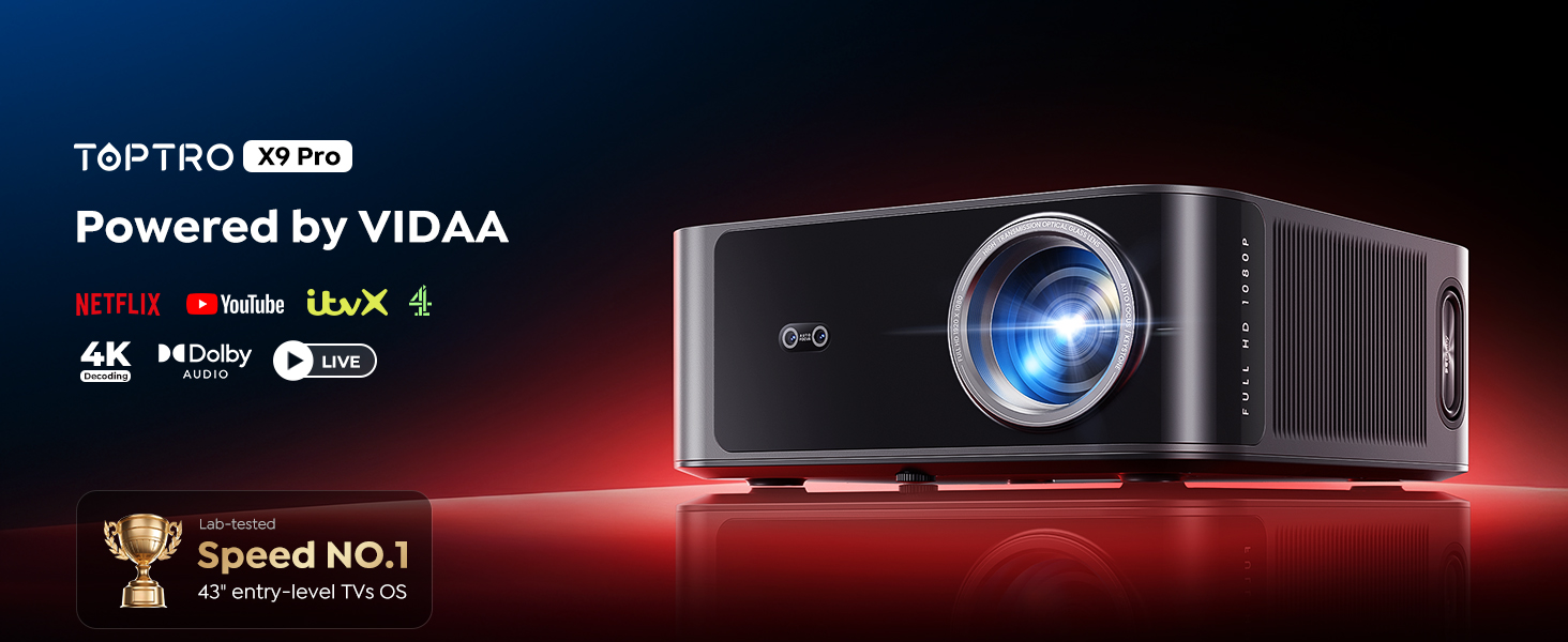 TOPTRO X9 Pro Smart Projector 4K Power by VIDAA, 2200 ANSI High