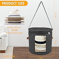 Vista 2 de Caja de Almacenamiento Grande para Sombreros para Mujeres y Hombres, 19" P x 17" A Organizador de Caja de Sombreros de Tamaño Grande, Cajas
