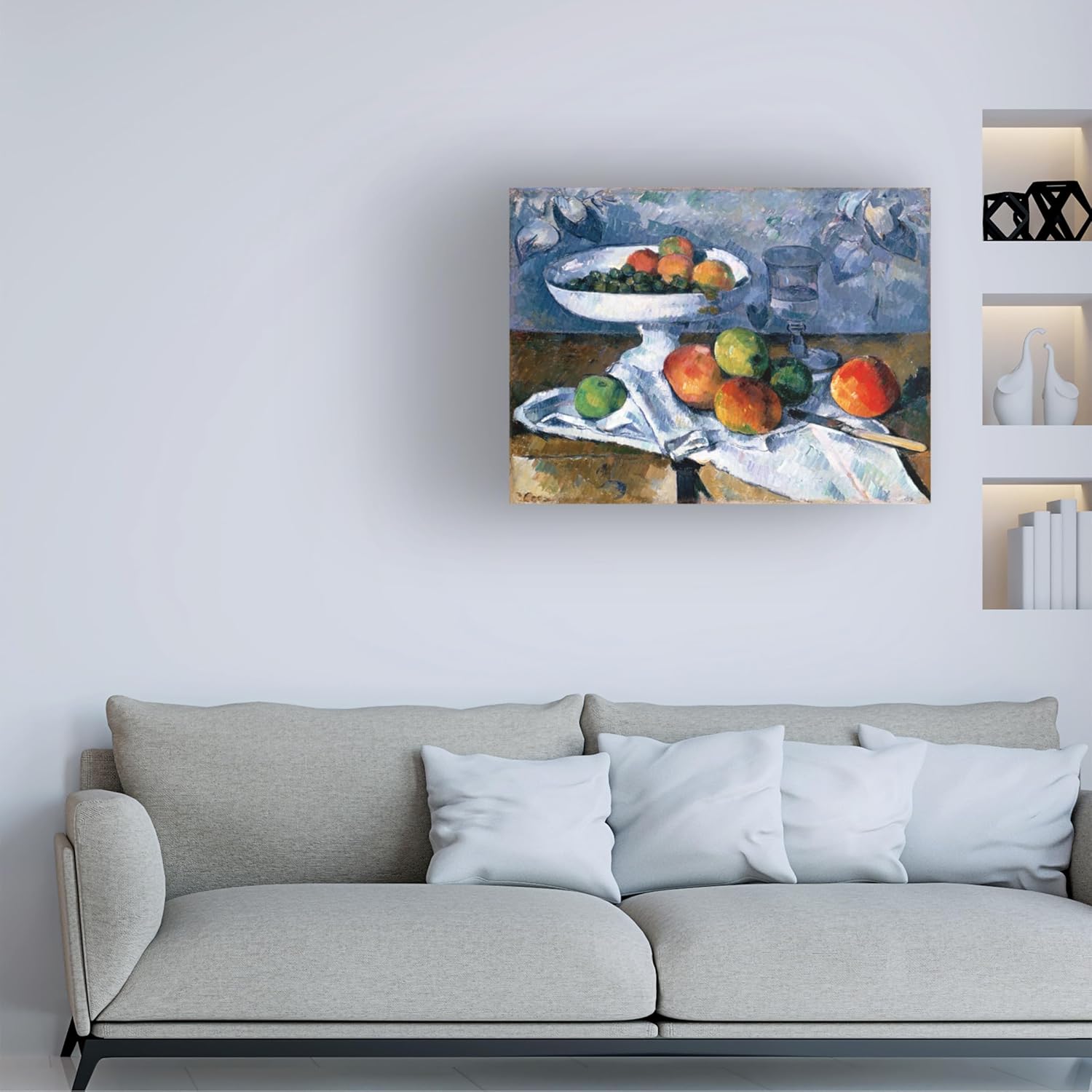 Wrapped Canvas Wall Art - Paul Cezanne 'Still Life with Fruit Dish' Wall Art for Living Room, Bedroom, or Office Décor - 18x24