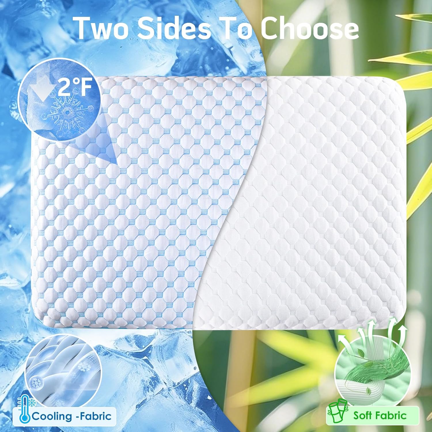 Stomach Sleeping Pillow for Shoulder and Neck Pain Relief, Thin Pillow for Sleeping- Cooling Memory Foam Pillows Flat Pillows for Stomach Sleepers,Low Profile 3.25-inches for Back Sleeper