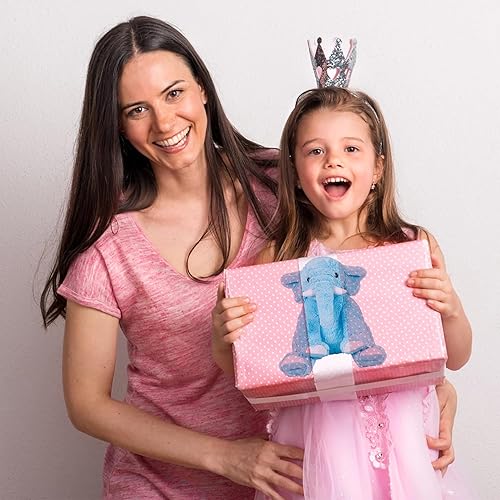 Miniatura 7 de Animales de peluche de elefante con peso, 5 libras, almohada gigante de elefante de 16 pulgadas para niños y niñas, Navidad (azul)