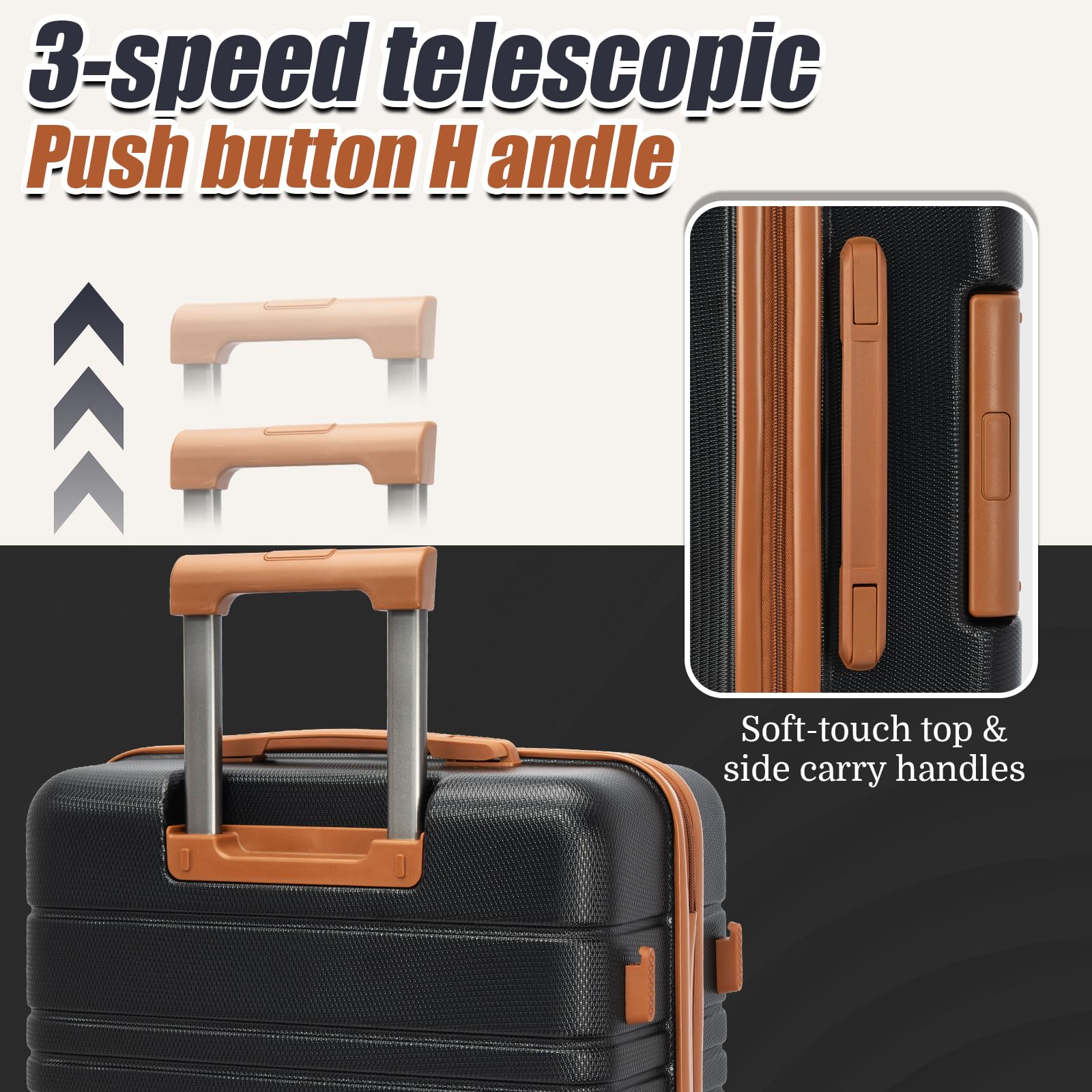 Juego de Equipaje de 5 Piezas con Ruedas, Juegos de Maletas duras de ABS con Cerradura TSA, Equipaje de Mano, Equipaje a Cuadros y Maleta Grande, Maleta de Viaje Ligera y Duradera para Hombres y