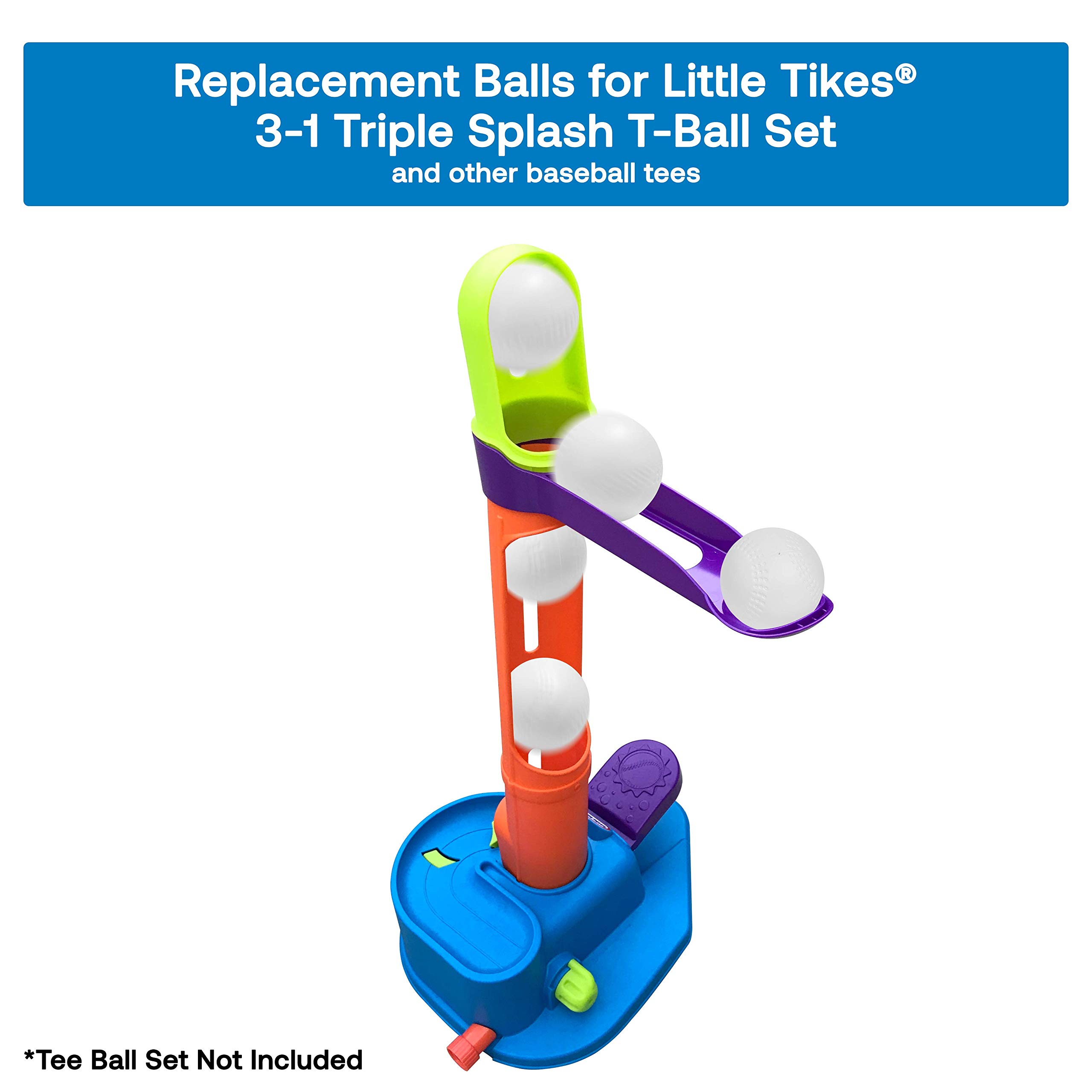Pelotas de béisbol de repuesto para niños pequeños y pequeños para Little Tikes Triple Splash T-Ball y Splash Hit Tennis | Pelotas de plástico perfectas para práctica de tee-ball | Paquete de 6 3