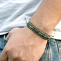 Vista 364 de Handmade Natural Stone Beaded Healing Bracelet Gift for Men Adjustable Rope String Bracelet (picasso jasper, Adjustable)