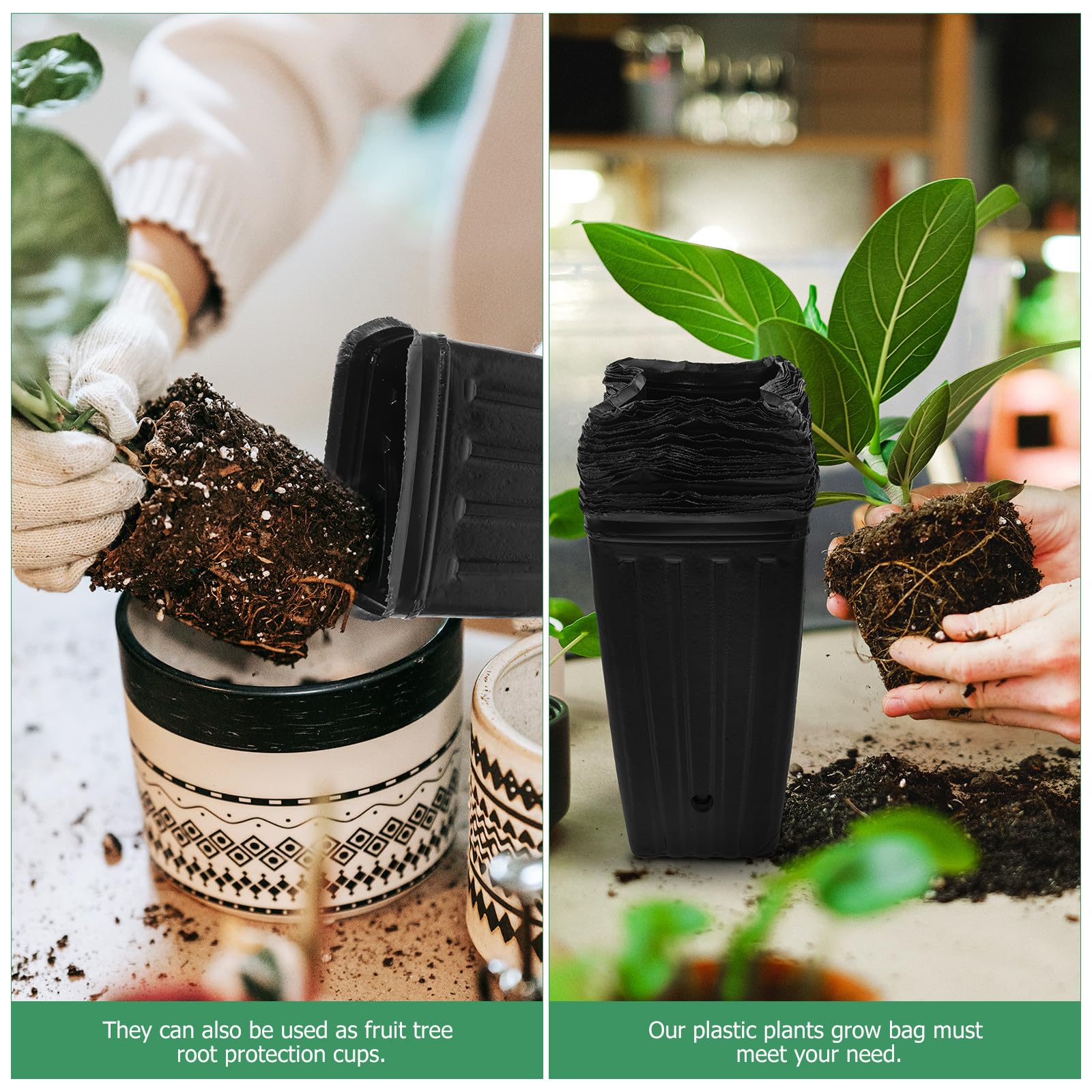 Toyvian 30 Macetas para Arboles de PP Negro, Vasos de Vivero para Cítricos, Hortalizas y Flores, Excelente Permeabilidad al Agua, 30 Piezas