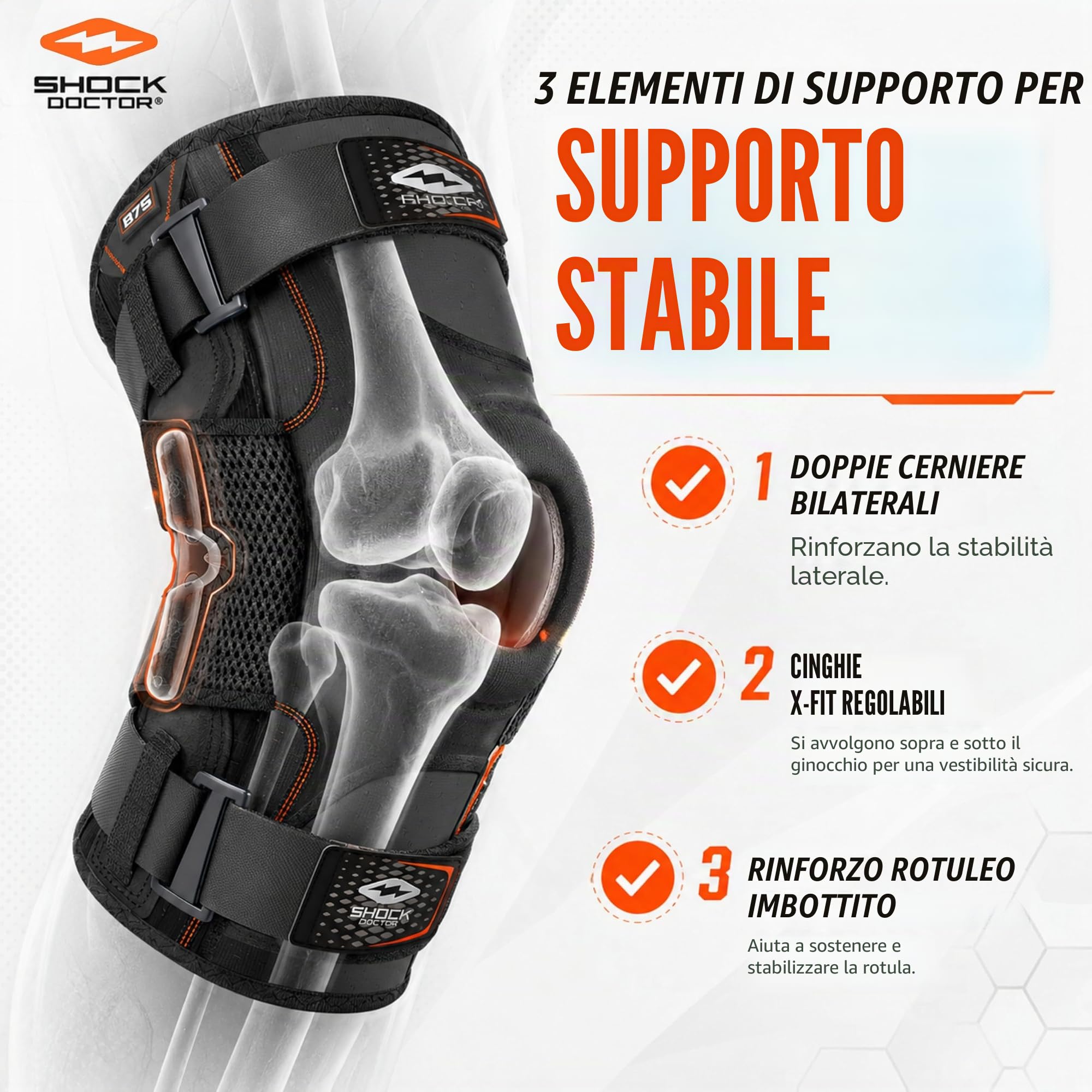 Shock Doctor 875 |, Tutore per Ginocchio con Foro rotuleo
