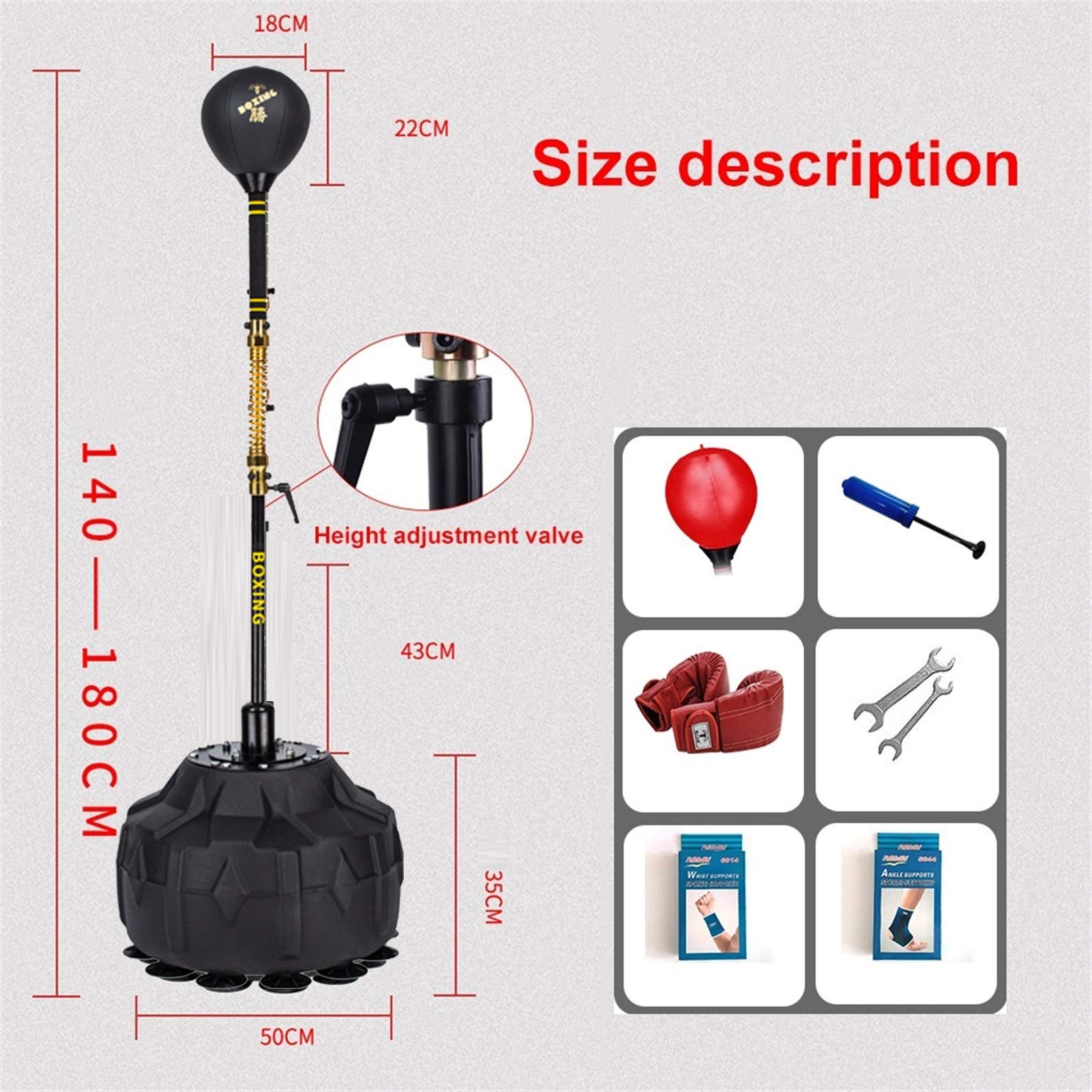 Boxe Sacco Terra Borsa Cobra- (59-71 Pollici) Borsa per Cobra con Palla Reflex Regolabile in Altezza-Palla Reflex Indipendente- Coordinazione Occhio-Mano E Resistenza
