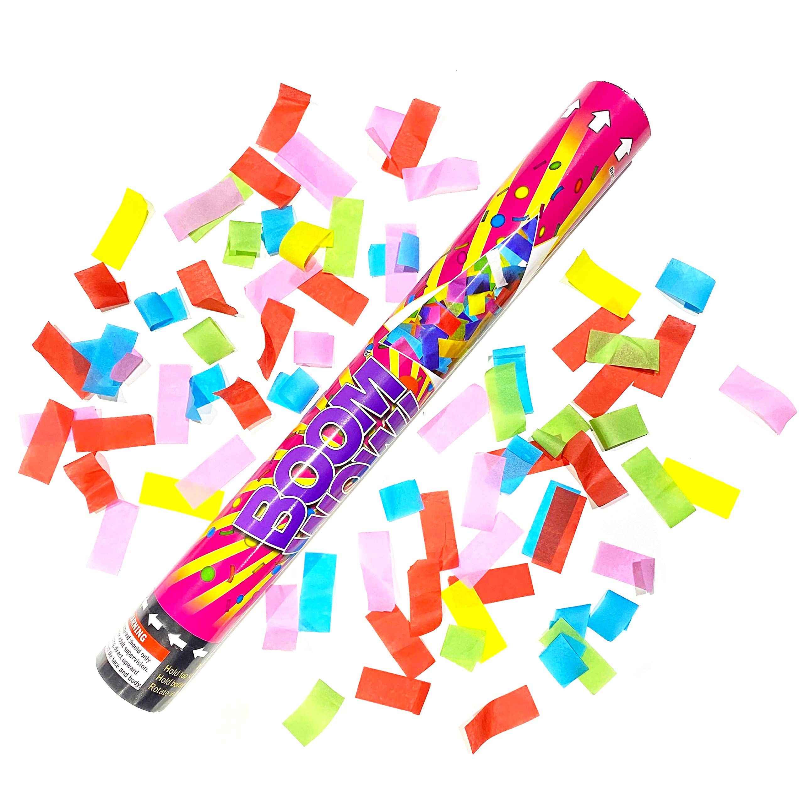 BoomwowConfetti Twist & Shoot Popper for Parties, New Year Eve, Festivals, Weddings, Birthdays and all Celebrations, Compressed Air, 100% Safe (30 cm, Multicolor Paper)