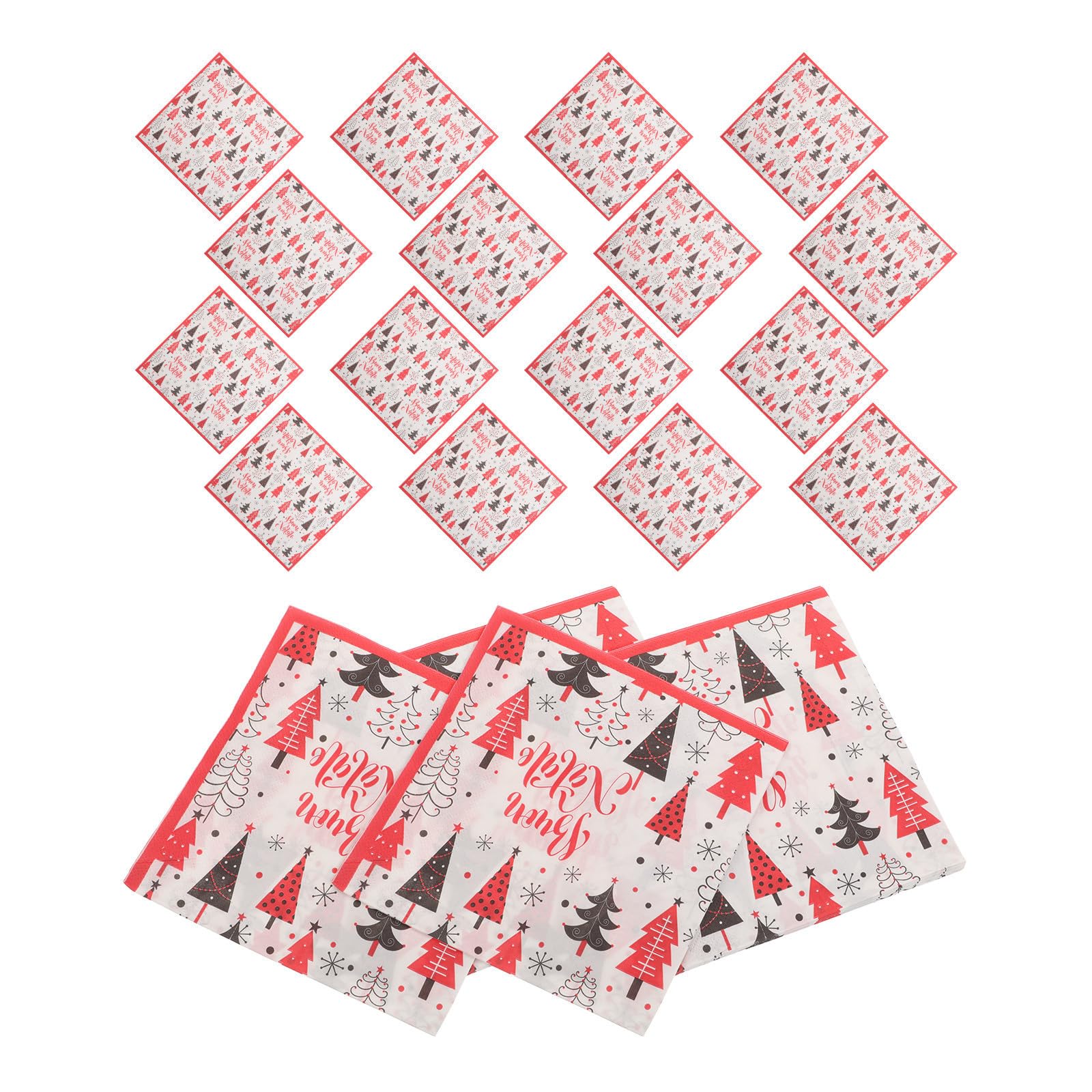 Servilletas de Papel Navidad con diseño de árbol y 100 unidades rojas 8