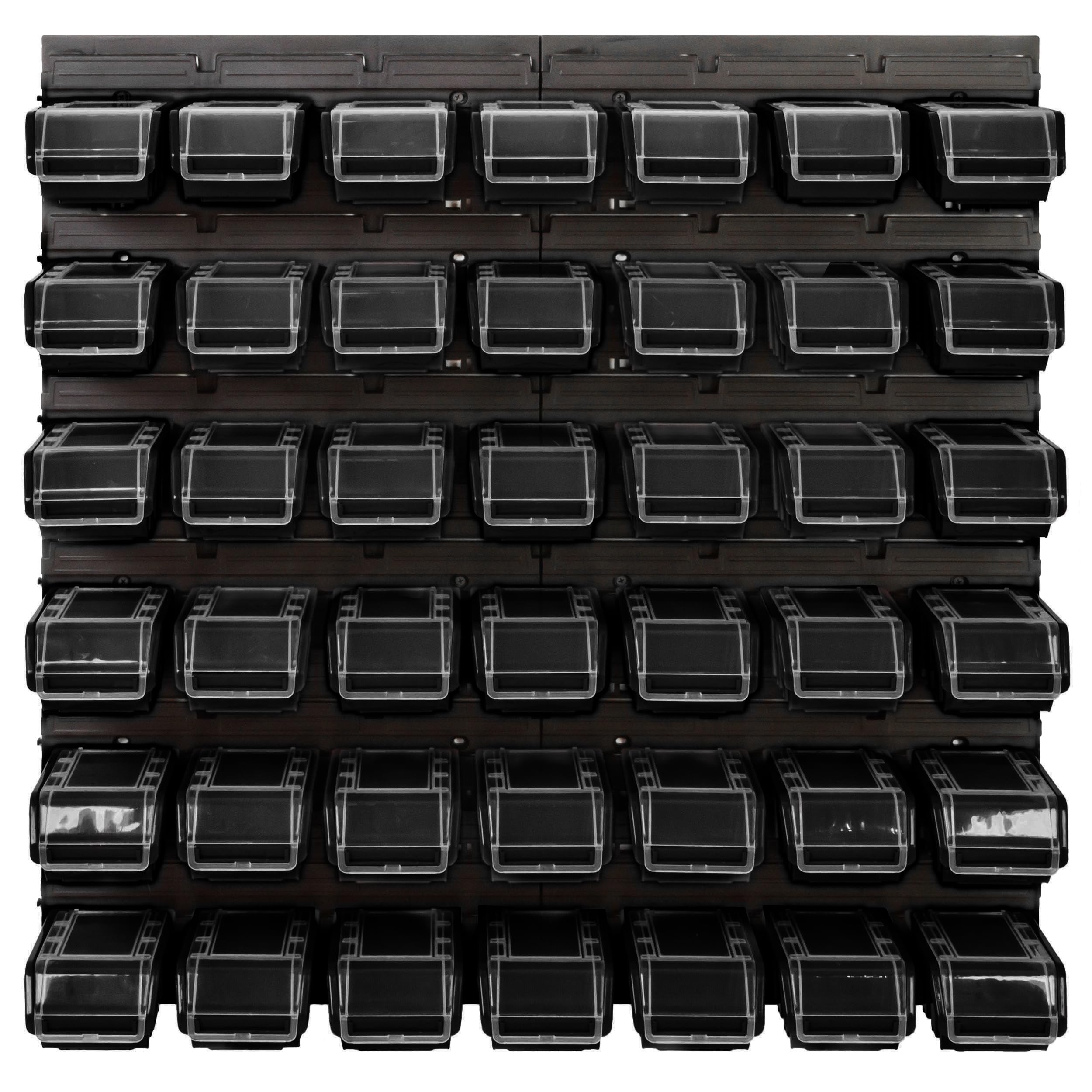 Lagersystem Werkstattregal | 78 x 78 cm | 42 stck. Box | Wandregal mit Stapelboxen - Wandplatten Extra Starke Schüttenregal Warkzeuglochwand Lagerregal Garage Regal