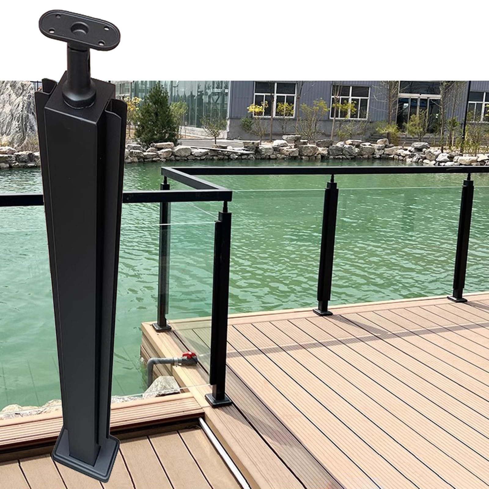 Poteau de clôture de piscine noir 70 cm en acier inoxydable pour balustrade de sécurité DIY