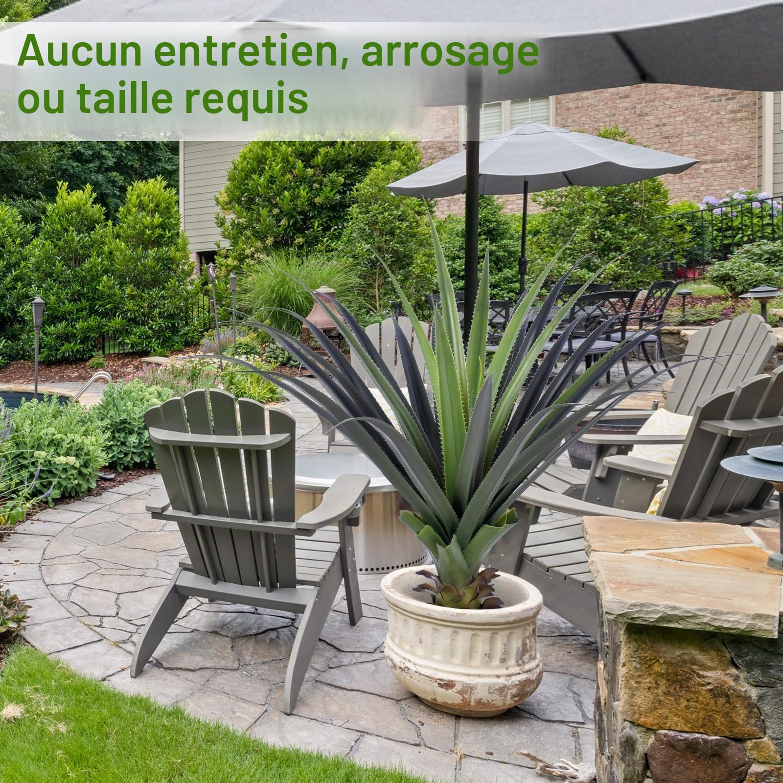 Plantes Artificielles Agave 90cm Haute avec Pointe, Arbre Artificielle Extérieur pour Porche, Terrasse Maison Intérieure Décoration