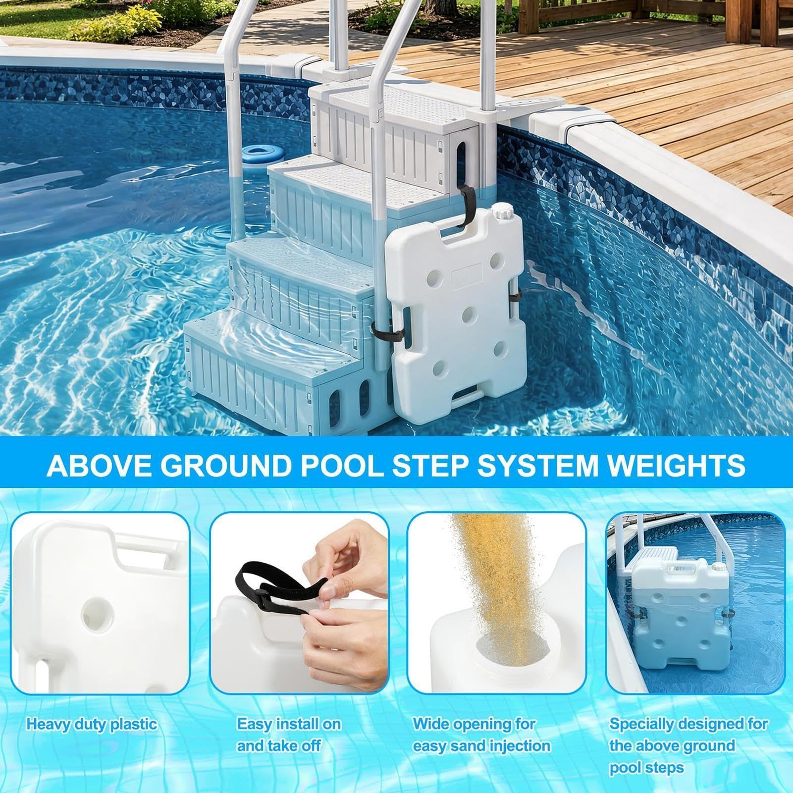 Lests De Marches Piscine Sac À Sable À Eau Réutilisable Remplissable avec 4 | Lests D'échelle Réutilisables Natation Extérieur Maison Jardin Arrière-Cour