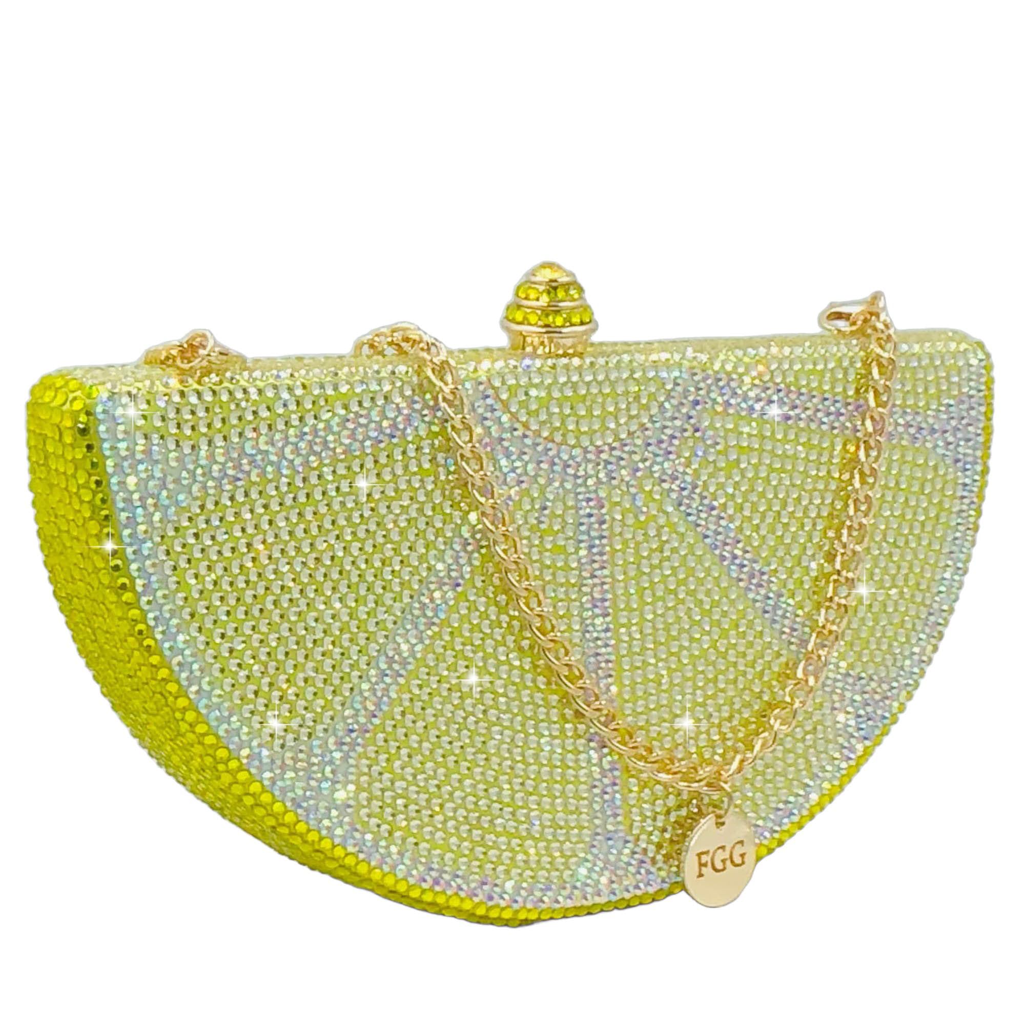 Boutique De FGG Mini Fruits Rhinestone Clutch Purses for Women Dressy,Sparkly Crystal Clutch Evening Bags,Wedding Handbags