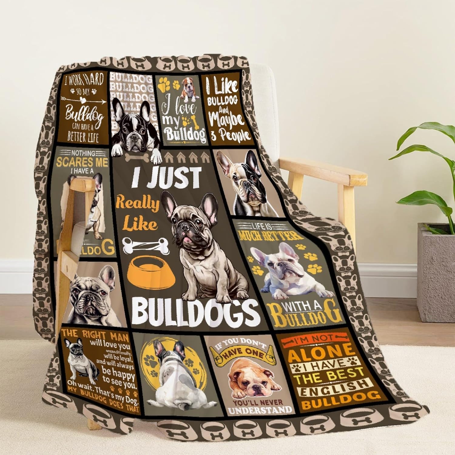 Bulldog Blanket for Girls Boys I Just Really Like Bulldog Gifts for Men Women Soft Blanket for Bedding Sofa Traveling Camping 40x50inches