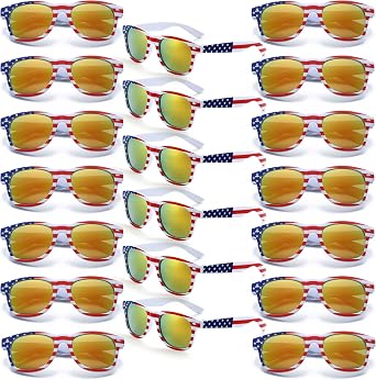 Eyegla Bulk American Sunglasses USA Flag Sunglasses Patriotic Glasses 4th of July Party Supplies-10/20Pack