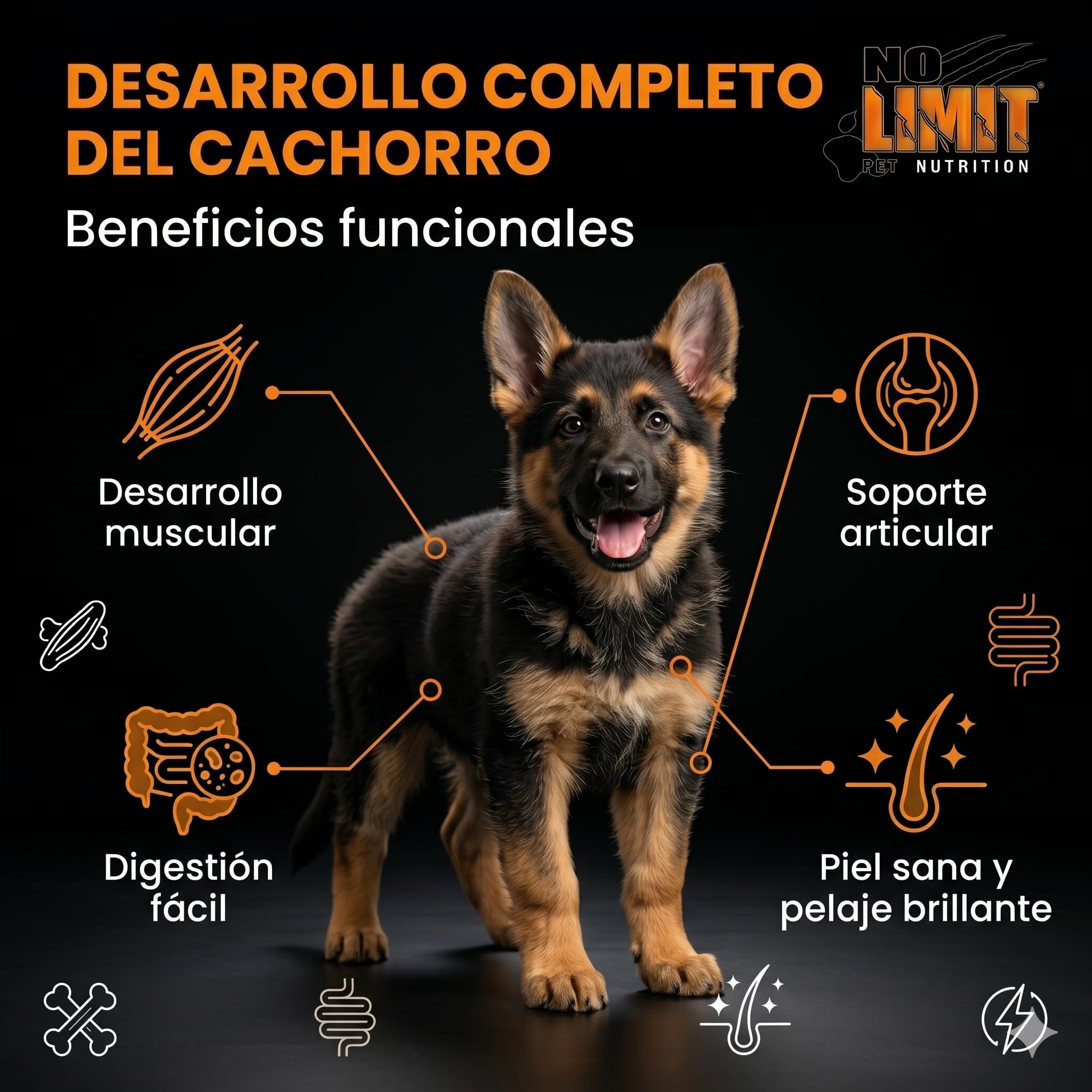 NO Limit Junior Pro Grain Free Puppy – Pienso para Cachorros sin Cereales 15kg – Pienso Perros Cachorros con Pollo, Pato y atún – Comida Natural para Perros en Crecimiento