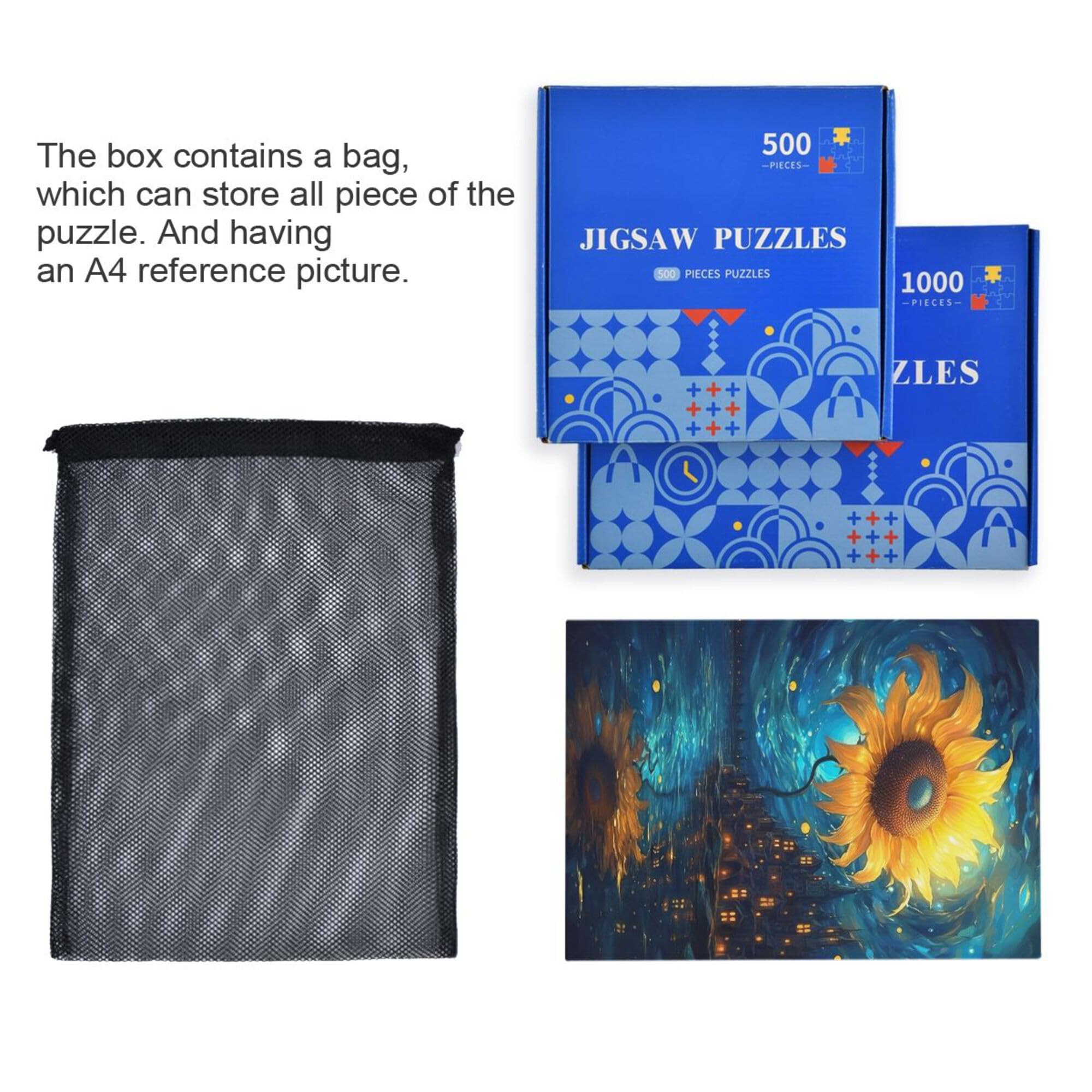 Amazon.com: Starry Sky Sunflower Jigsaw Puzzles 1000 Pieces Games