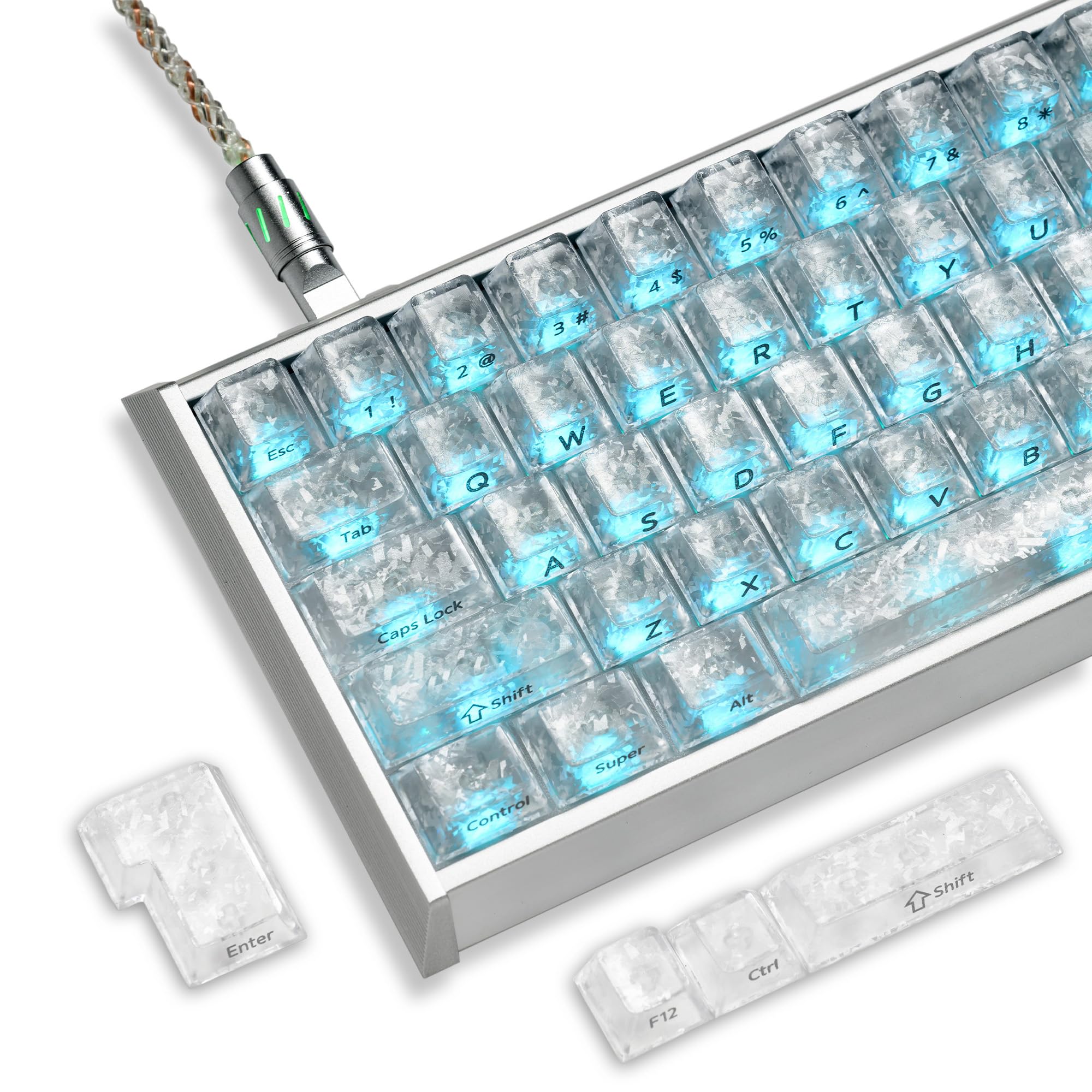 OHY XVX White Keycaps, Forged Carbon-Look Cherry Profile Keycap