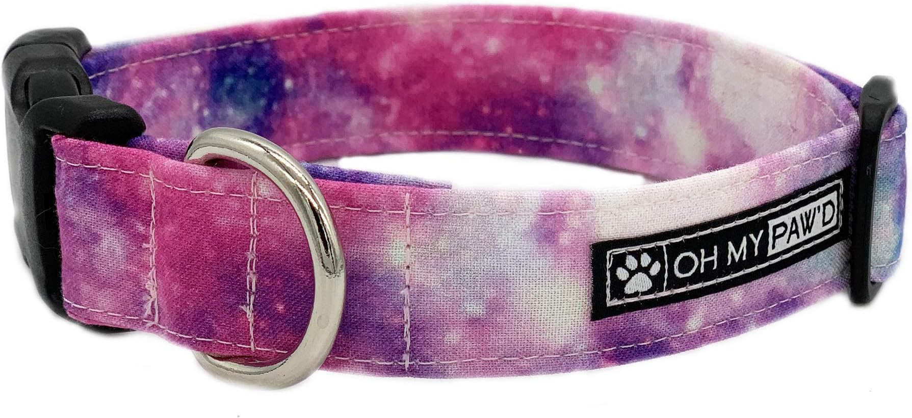 Pink Galaxy Print Collar for Pets Size Small 3/4 Inch Wide and 12-17 Inches Long - Hand Made Dog Collar
