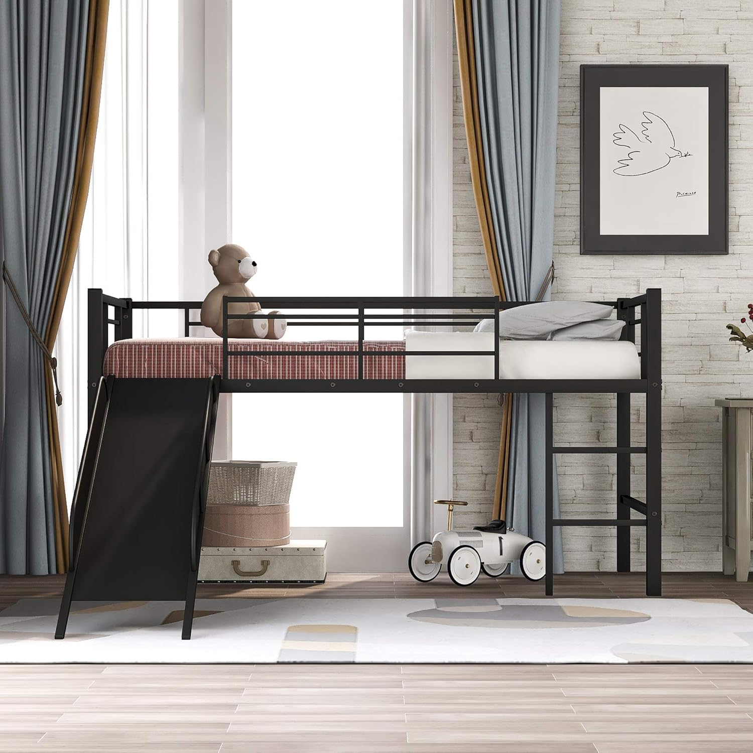 Harper & Bright Designs Twin Loft Beds for Kids, Metal Loft