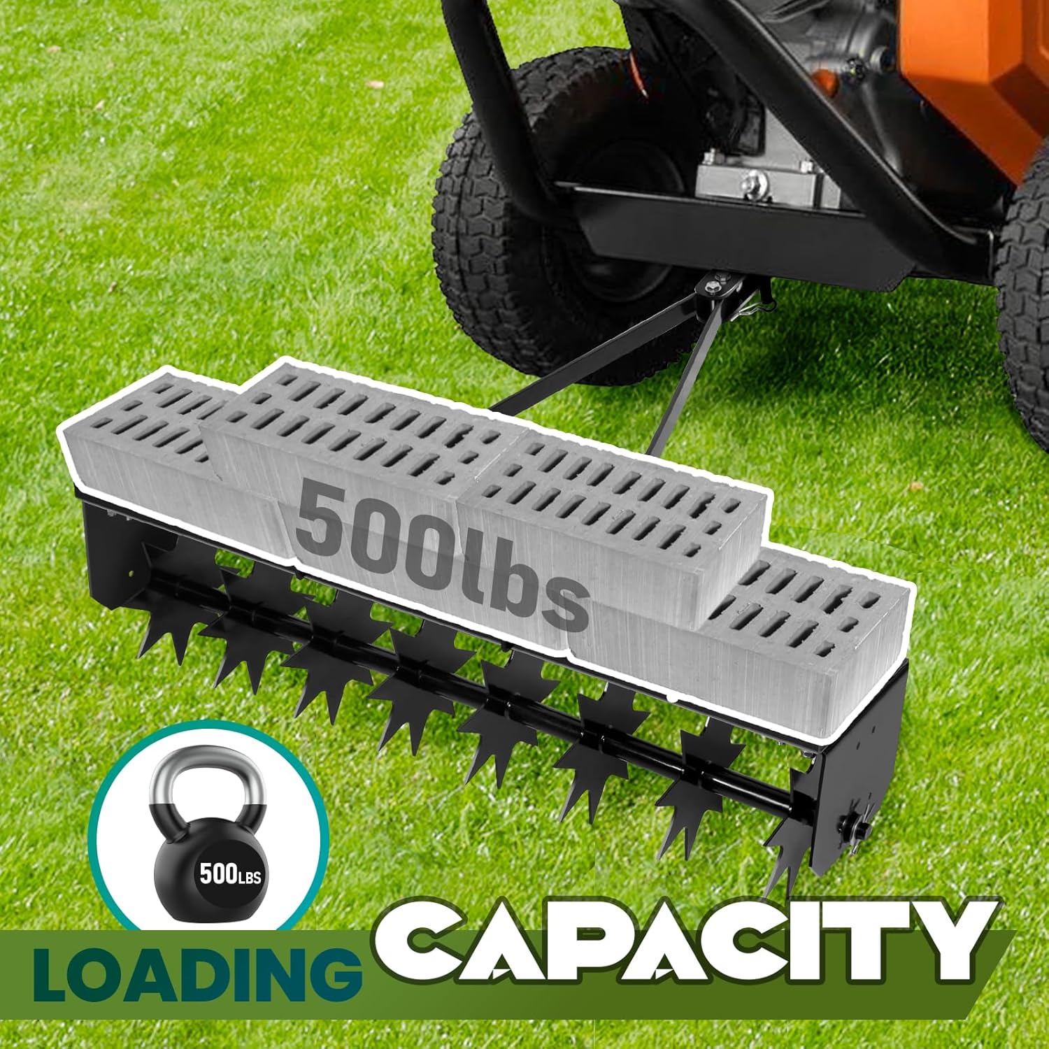 31" Rolling Manual Lawn Aerator, Dual-Use Pull Behind Aerator with 8 Star Steel Tines, Heavy Duty Rolling Lawn Aerators for Push & Tow Behind Operation, for Lawn Yard Patio & Garden