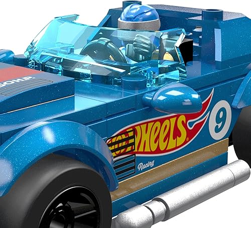Miniatura 5 de MEGA Hot Wheels - Juego de autos de carreras de juguete de construcción, 64 Corvette Grand Sport con 88 piezas, 1 micro figura de acción, azul